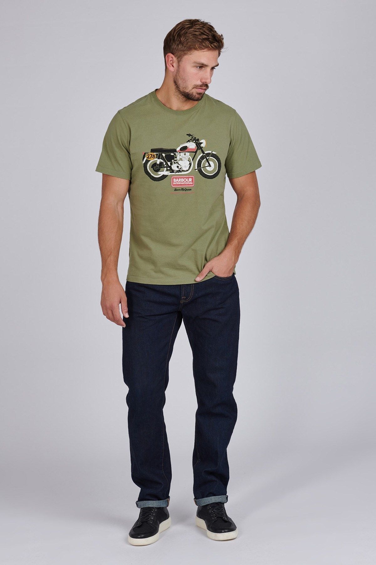 تی شرت سبز مردانه B.int. ایندیانا GN15 Moss Light Barbour