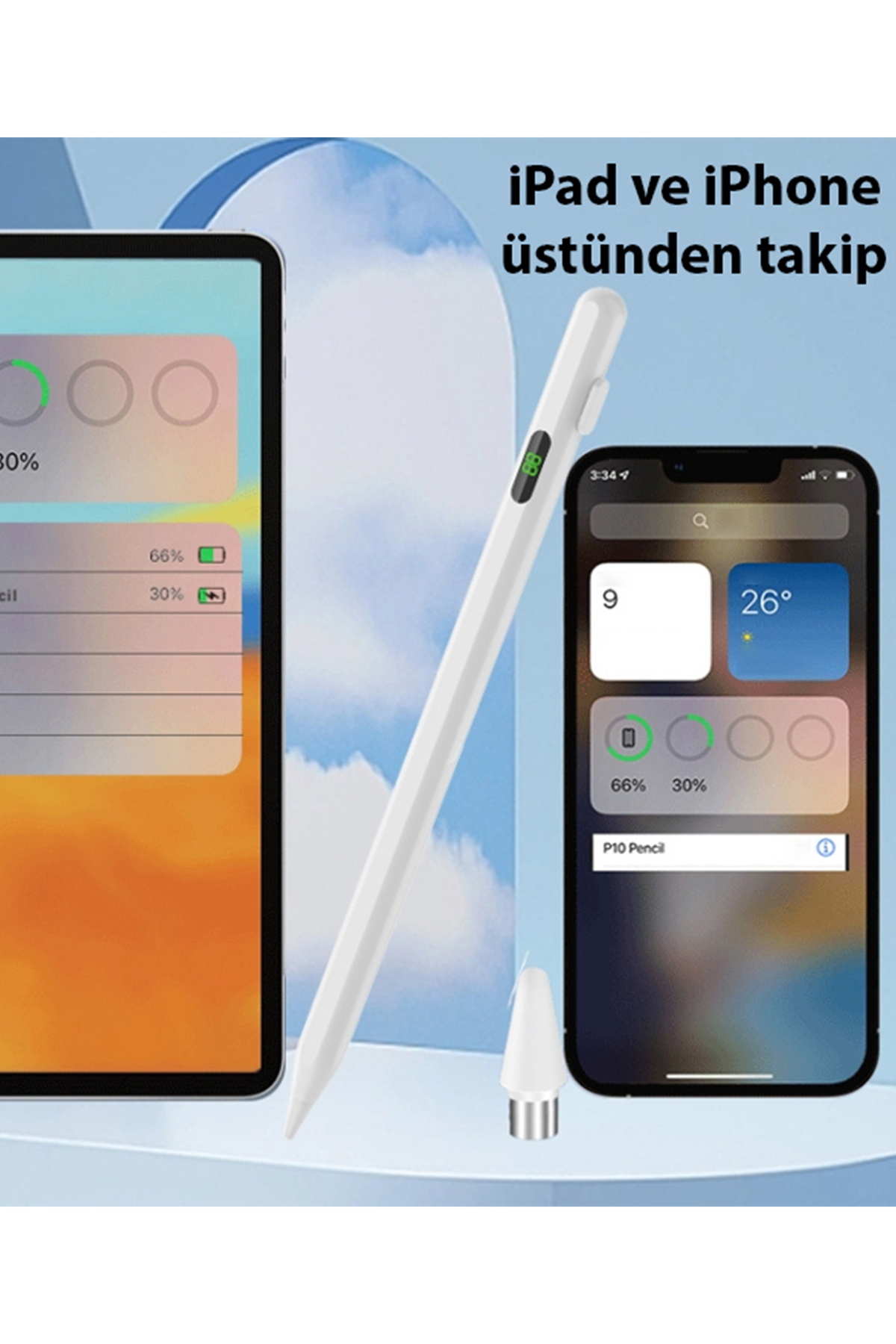 K-2268 Dijital Göstergeli Universal Kapasitif Stylus Windows Android Ios Tablet Dokunmatik Kalem 7