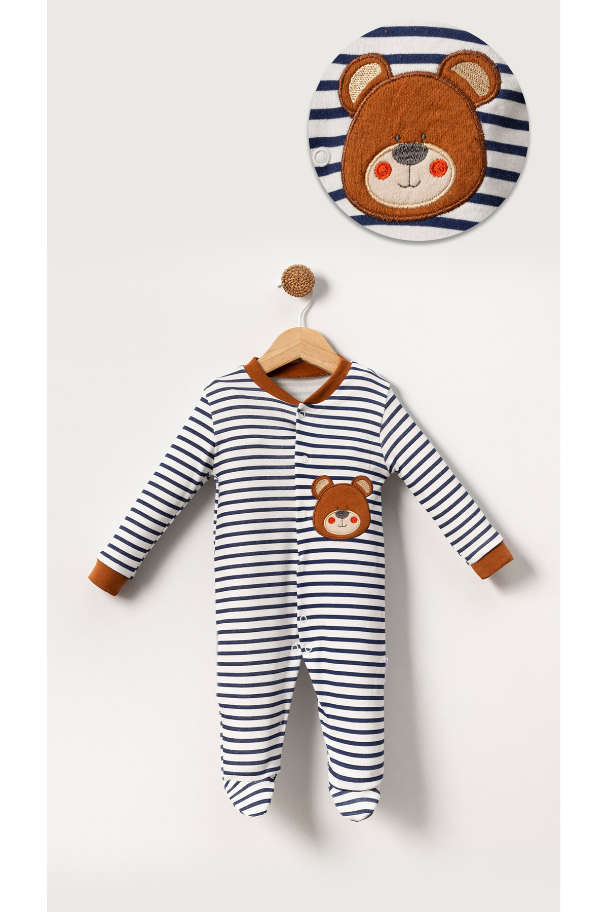 Bubito Renkli Panda Desenli Bebek 3'lü Tulum Seti fotoğrafı 4 (önizleme)