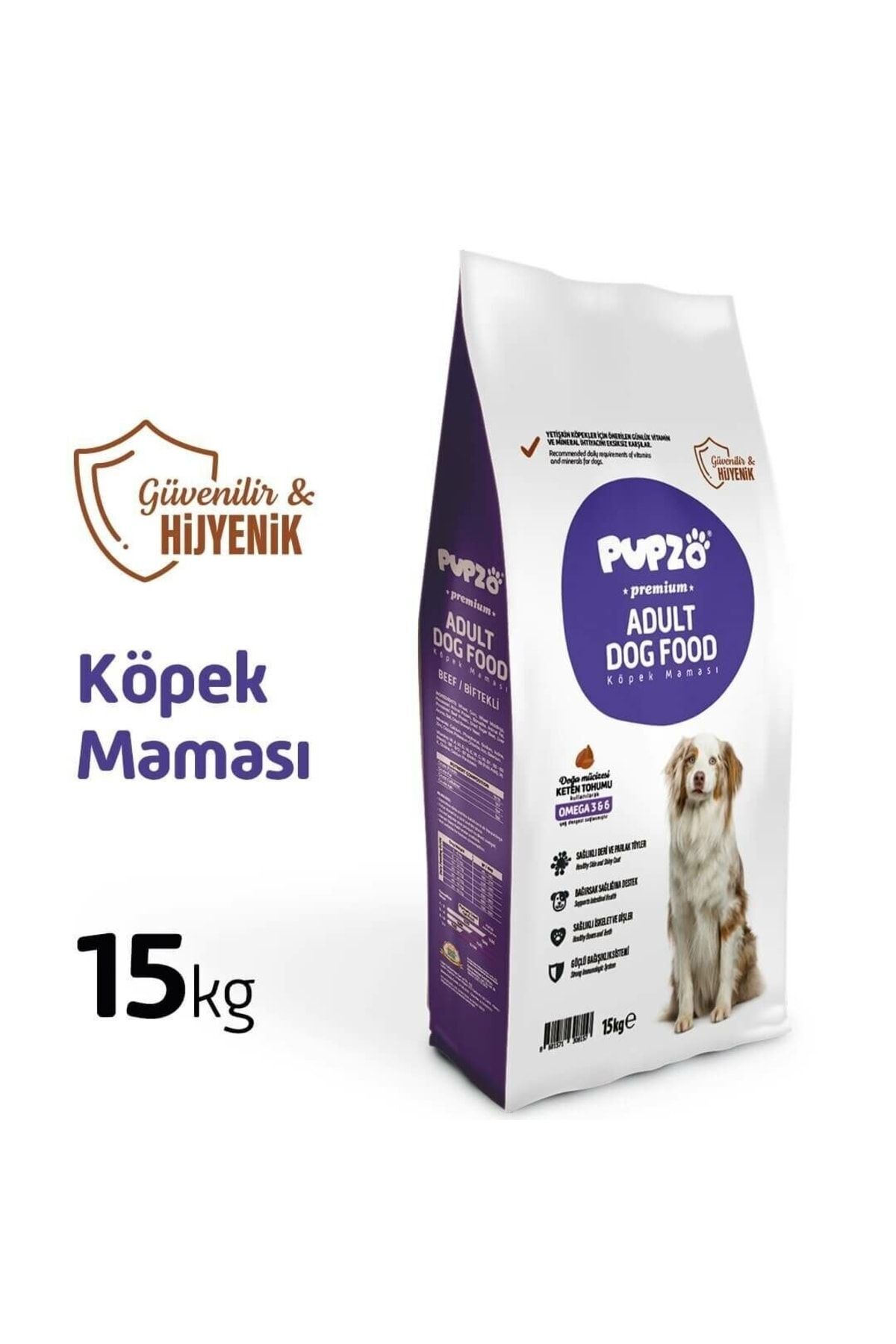 PUPZO Premium Biftekli Yetişkin Köpek Maması 15 Kg Sağlıklı Deri, Parlak Tüy ve Sindirim Sistemi Destekli - Fiyatı, Yorumları