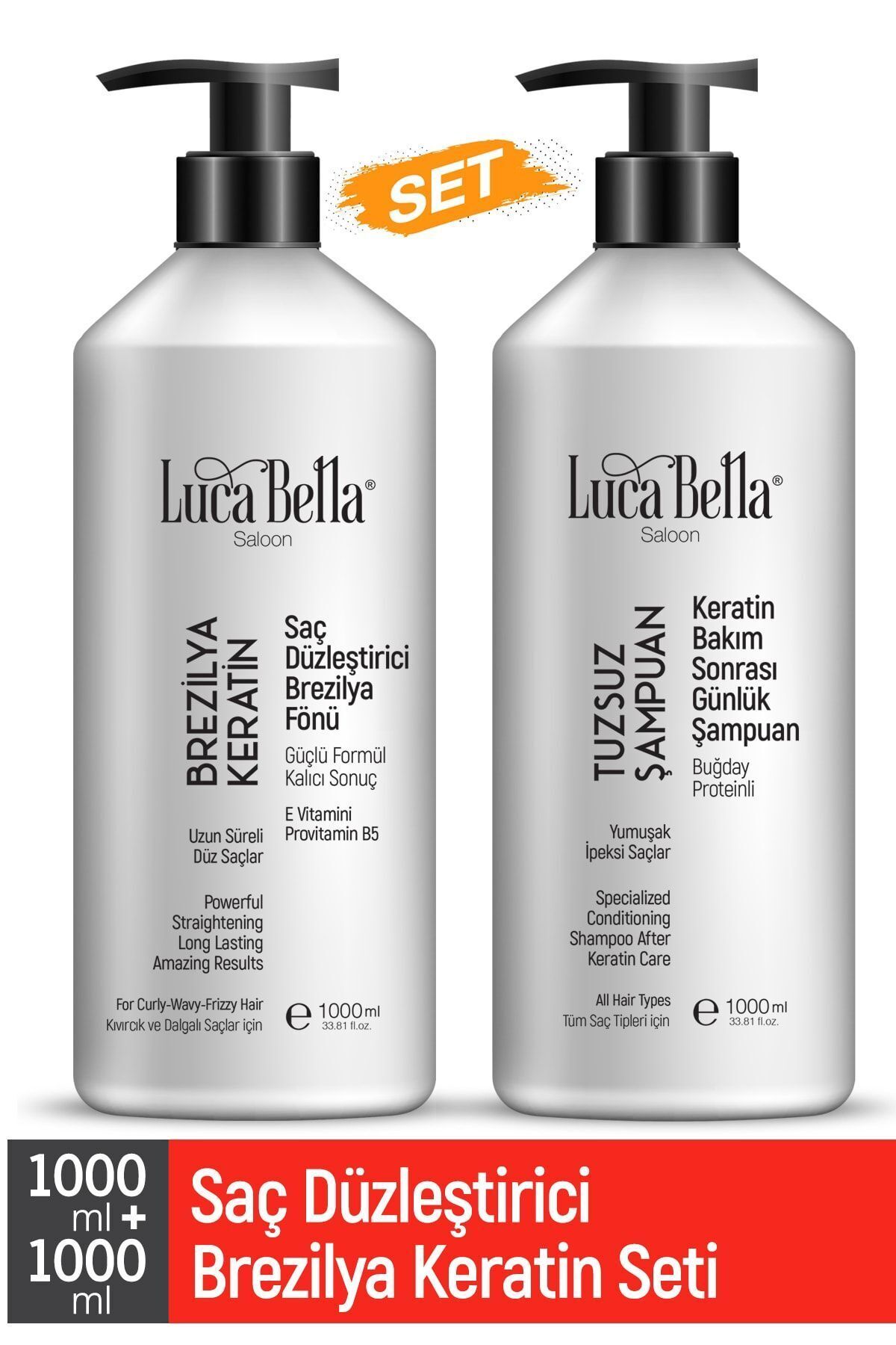 Saç Düzleştirici Keratin Bakımı Brezilya Fönü & Parabensiz Buğday Proteinli Tuzsuz Şampuan Seti — 3 — تصویر 3 از 4