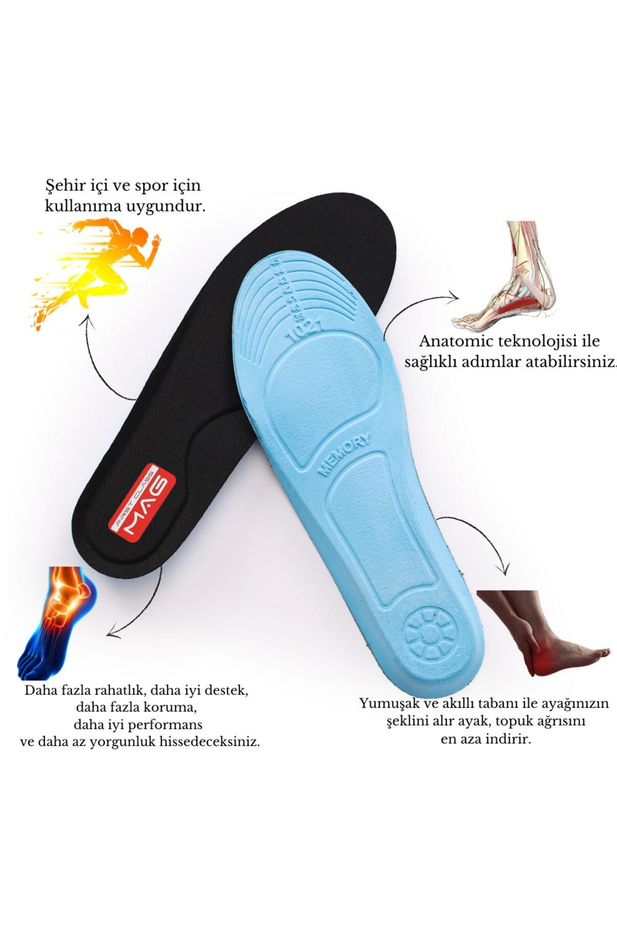 Ortopedik Yumuşak Tabanlık, Rahat Konforlu Ayakkabı Tabanlığı, Memory Foam Hafızalı Tabanlık 2