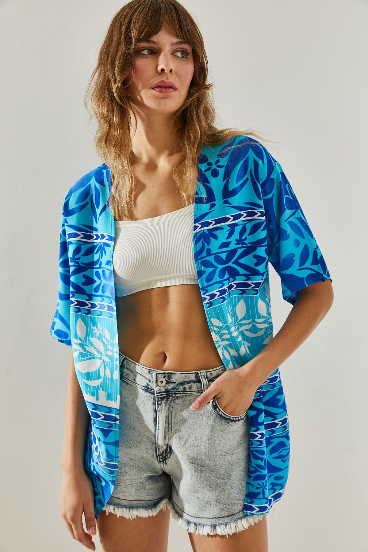 Bianco Lucci-Dámske kimono z viskózy s etnickým vzorom – krátky rukáv60251374 4