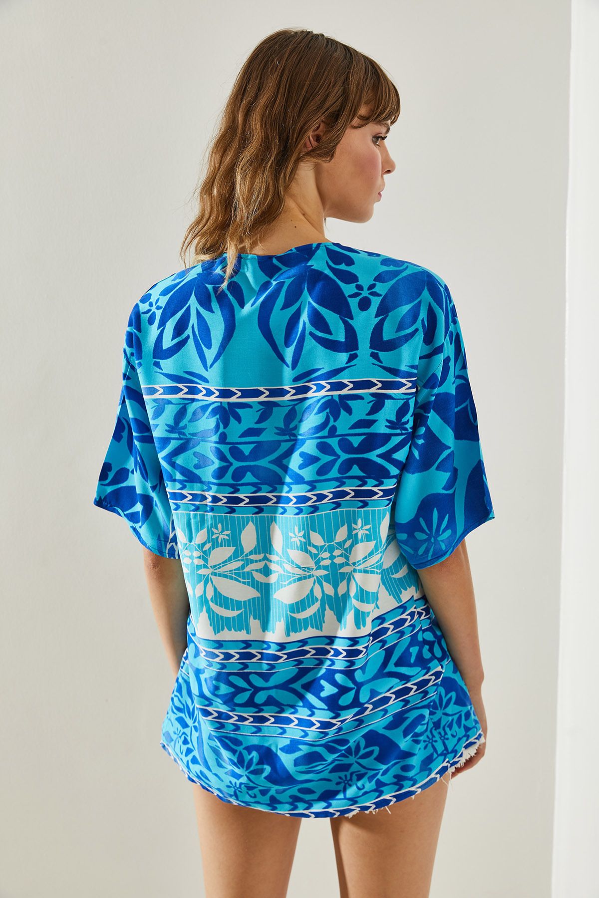 Bianco Lucci-Dámske kimono z viskózy s etnickým vzorom – krátky rukáv60251374 5