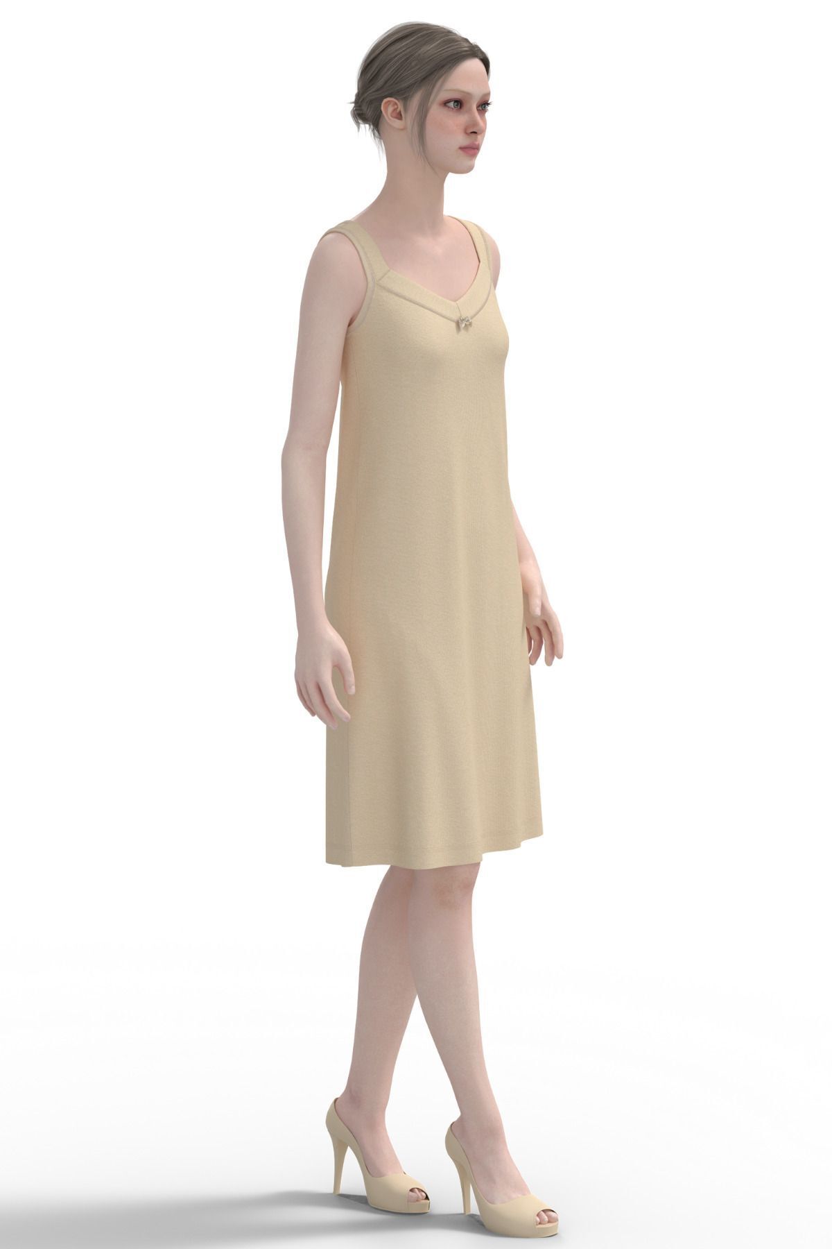 TOLIN-Women's Ribbed Skin Petticoat Nightdress - 100% Cotton, Piping, 1230 Model 2