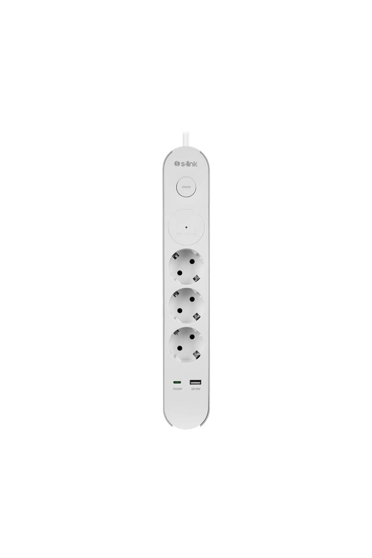 S-LINK SPG3-PD20 1 USB 3.4A + 1 TypeC PD20W 1.5m 3 lü 306 J Akım Korumalı Priz