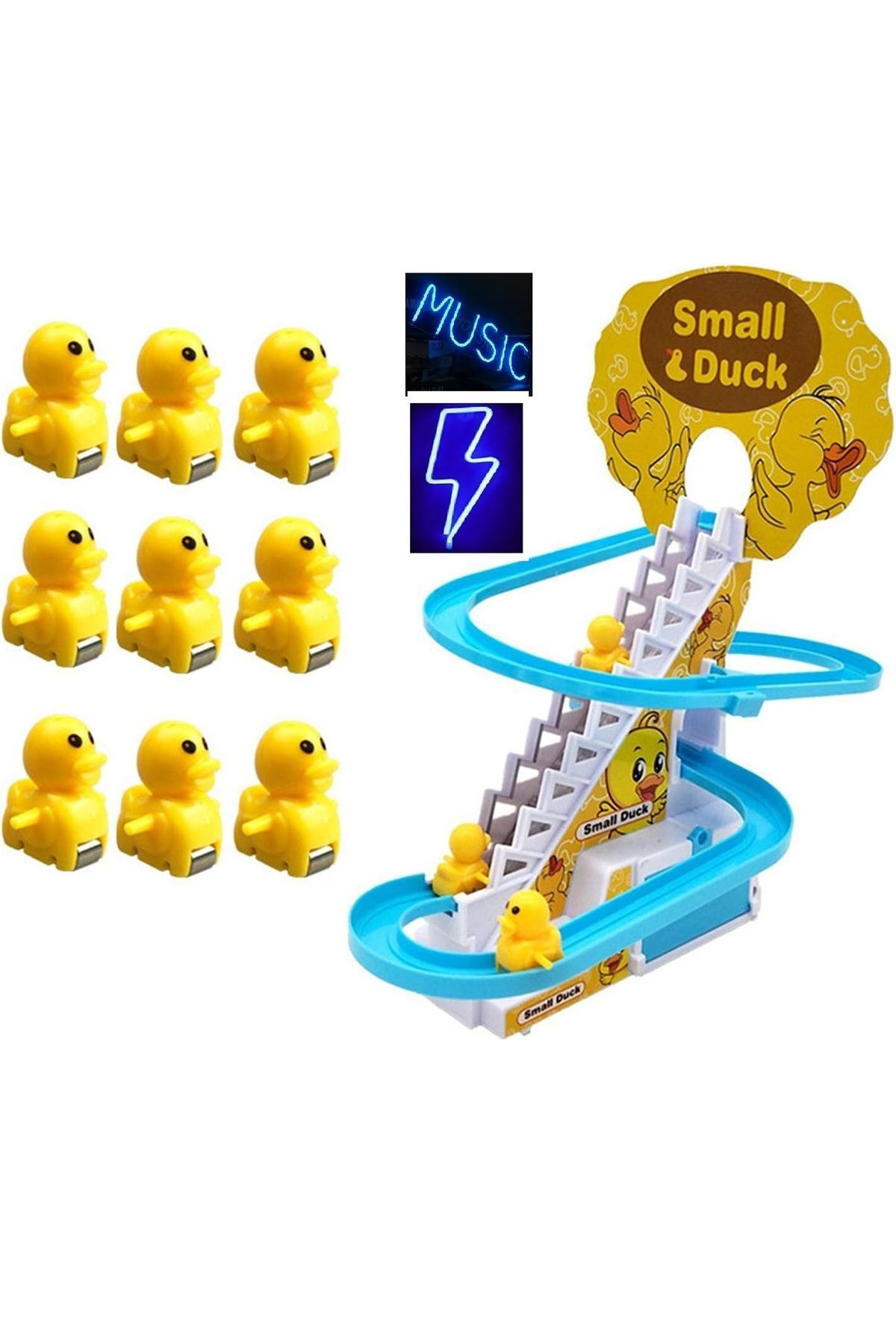 9 Ördekli Ördek Dön Dolaş Işıklı Müzikli Ördekli Dön Dolaş Oyunu Merdivenden Kayan Ördekler