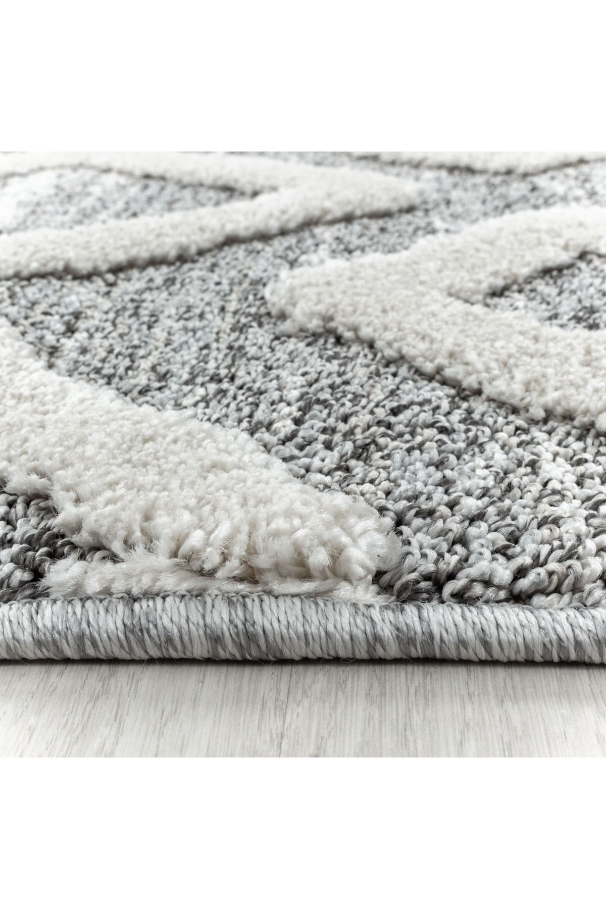 Enva Home-Gray Plush Shaggy - 100% Polypropylene Round Jute Based Room Hallway Carpet 2