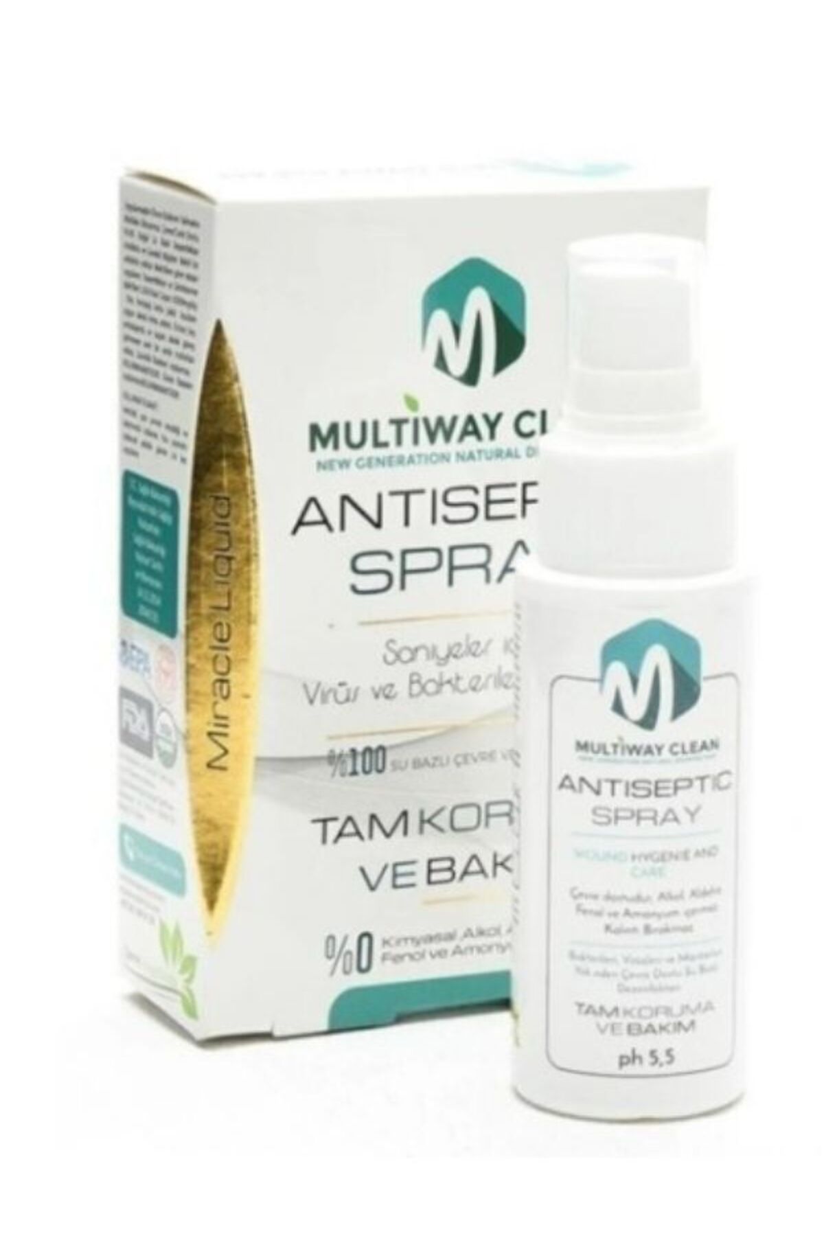 Multiway Clean %100 Doğal Ve Çevre Dostu Hocl Antiseptik Su Bazlı Temizlik Solüsyonu 100ml