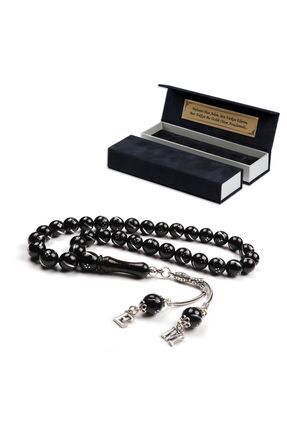 Tesbihcibaba Erkek Hediyelik Gümüş Tasarım Oltu Taşı Tesbih, Isimli Tespih