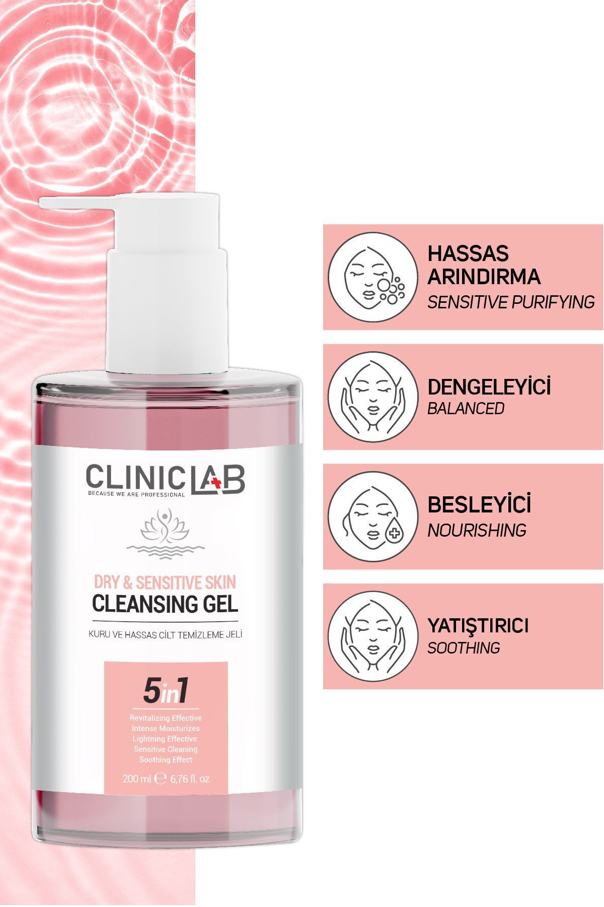 ژل پاک کننده صورت برای پوست های خشک و حساس 200 میلی لیتر Cliniclab