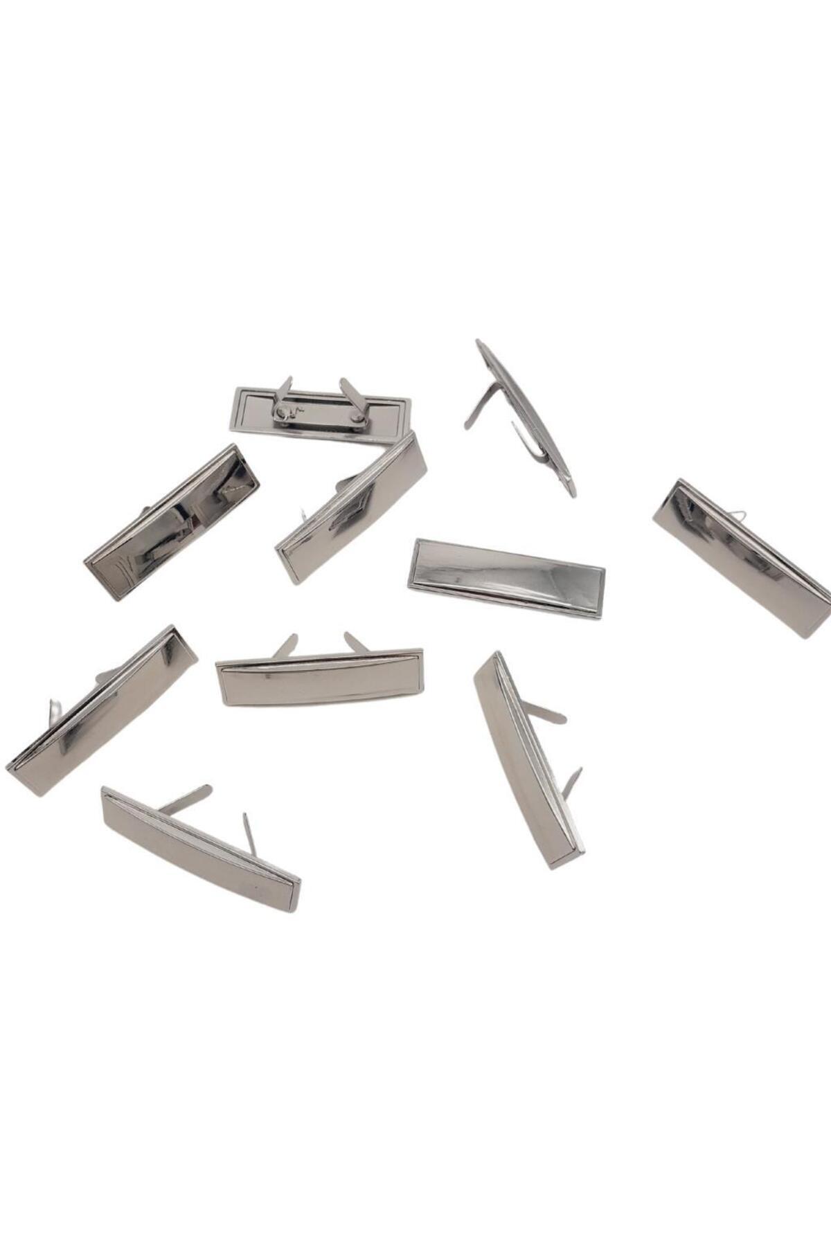 angel çanta aksesuar Angel Çanta Aksesuar 4.8x1.4 cm Metal Etiket Plaka Süs Gümüş Renk 10 Adet