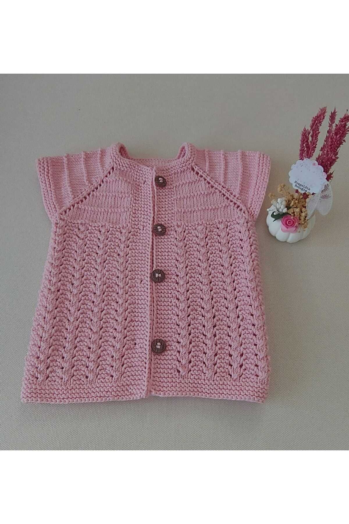 BEGİN Bebek Patik Yelek Diş Kaşıyıcı Organik Pamuk El Örgüsü Pembe Üçlü Takım fotoğrafı 3 (önizleme)