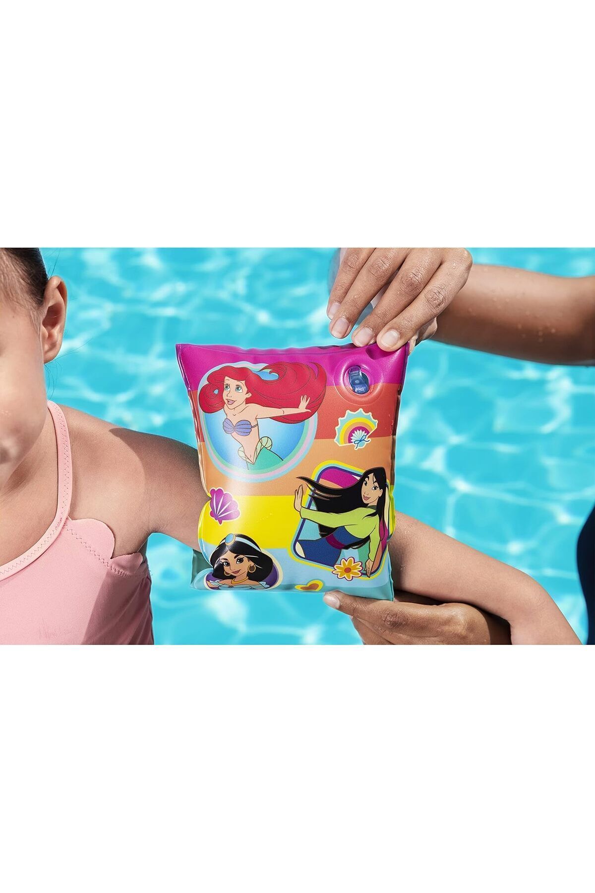 Yeşil Oyuncak-(3-6 Years) Licensed Sea and Pool Children's Lifebuoy and Swimming Set with Arm Sleeve Carrying Bag 5
