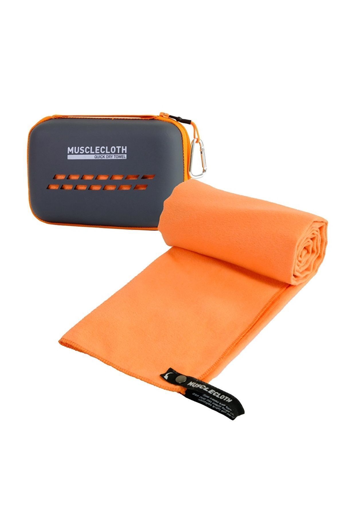 Быстросохнущее спортивное полотенце MUSCLECLOTH с сумкой Orange 19635