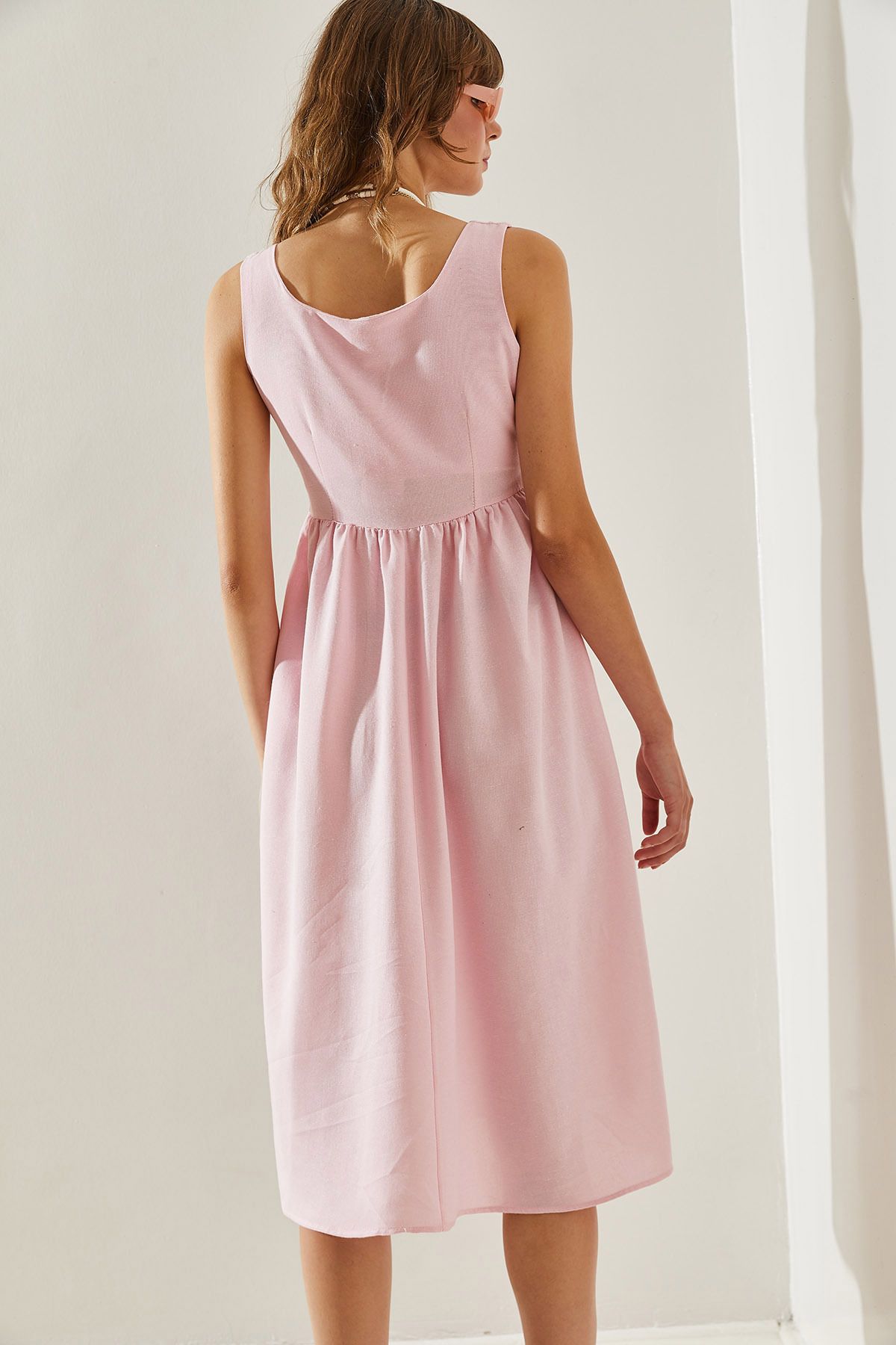 Bianco Lucci-Gabardine Linen 5936 Thick Strap Women's Dress -60251390 5
