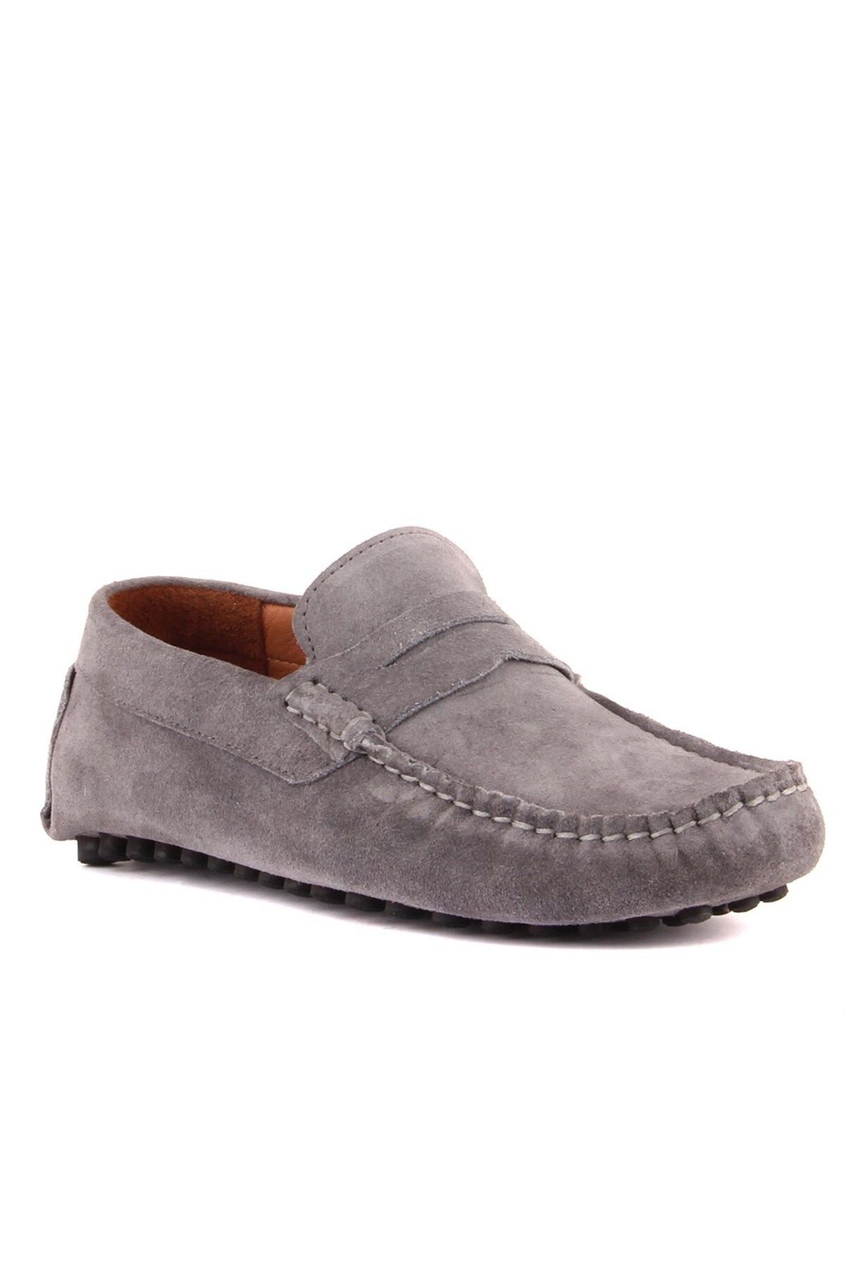 SailLakers-Grey Suede Leather Men's Loafer Shoes 6