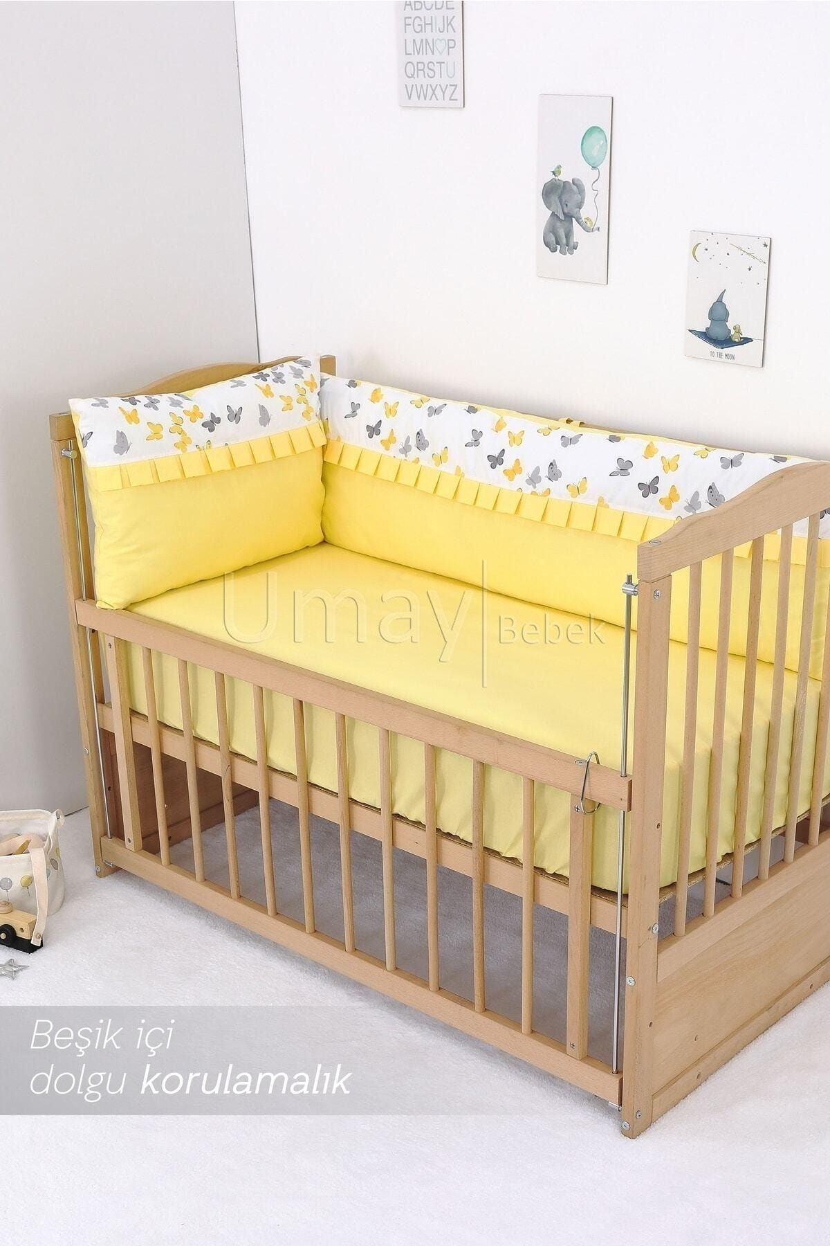 Umaybebek-طقم غطاء لحاف أطفال مقاس 60x120، حشوة، شرشف مسطح - 100% قطن 2