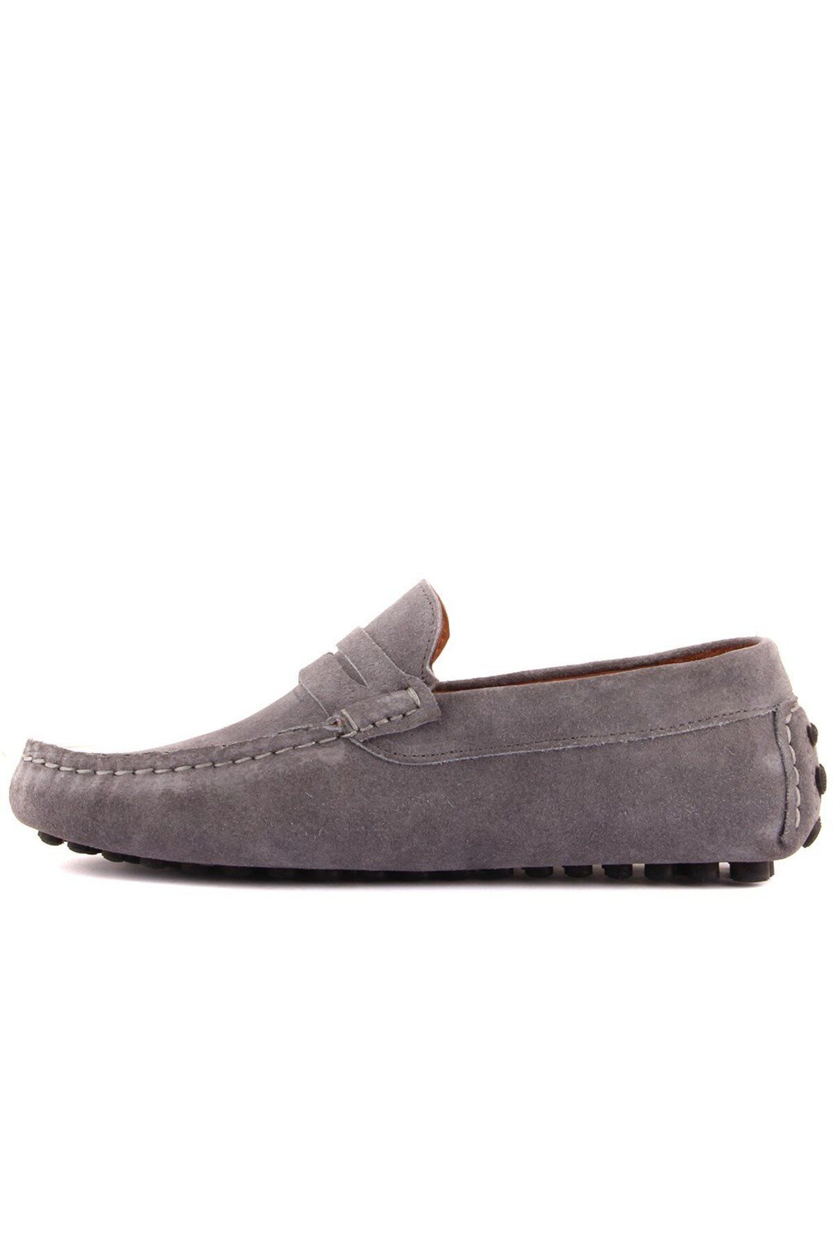 SailLakers-Grey Suede Leather Men's Loafer Shoes 7