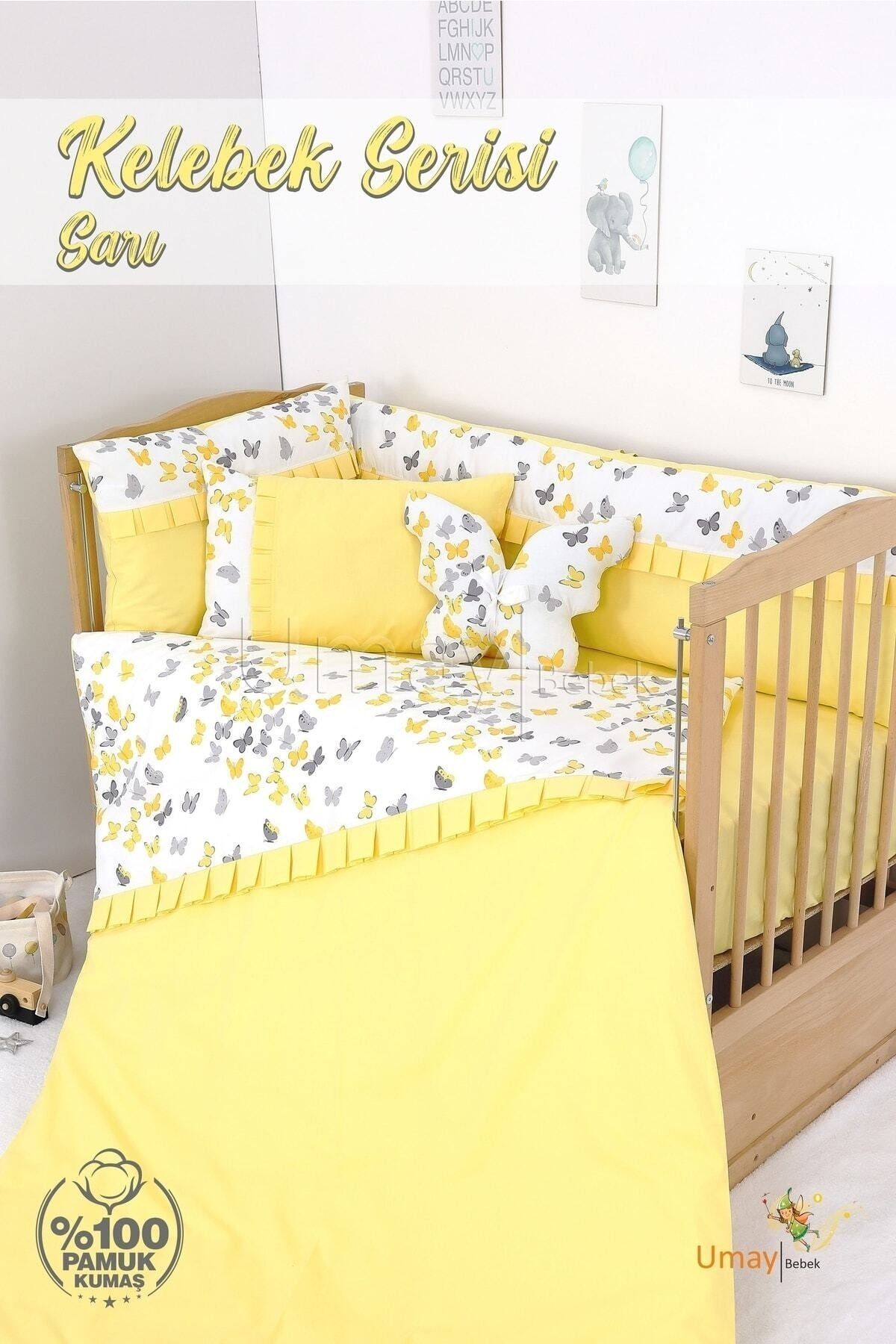 Umaybebek-طقم غطاء لحاف أطفال مقاس 60x120، حشوة، شرشف مسطح - 100% قطن 1