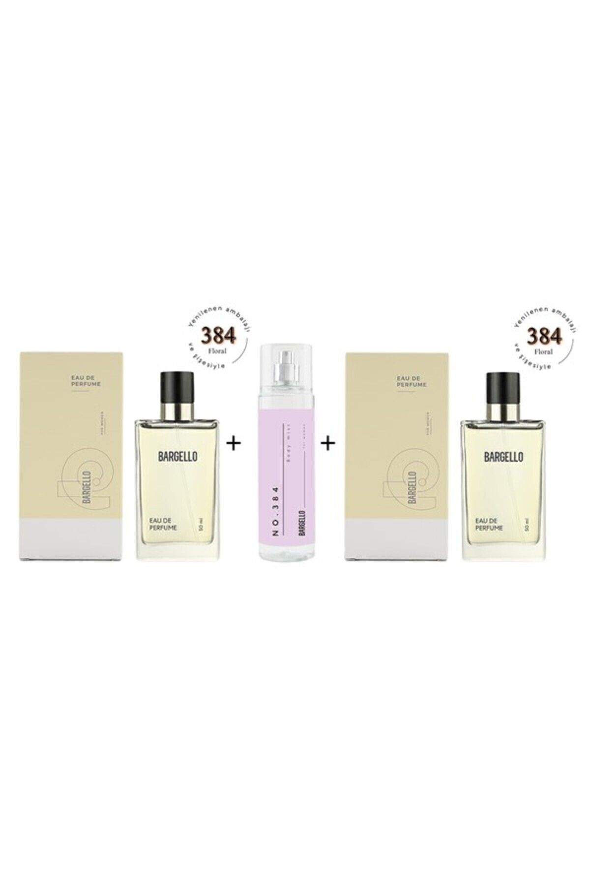 384 + 384 Edp 100 ml ست عطر زنانه گلدار / بادی میست No:384 زنانه Edt 210 ml فلورال 6818980 Bargello