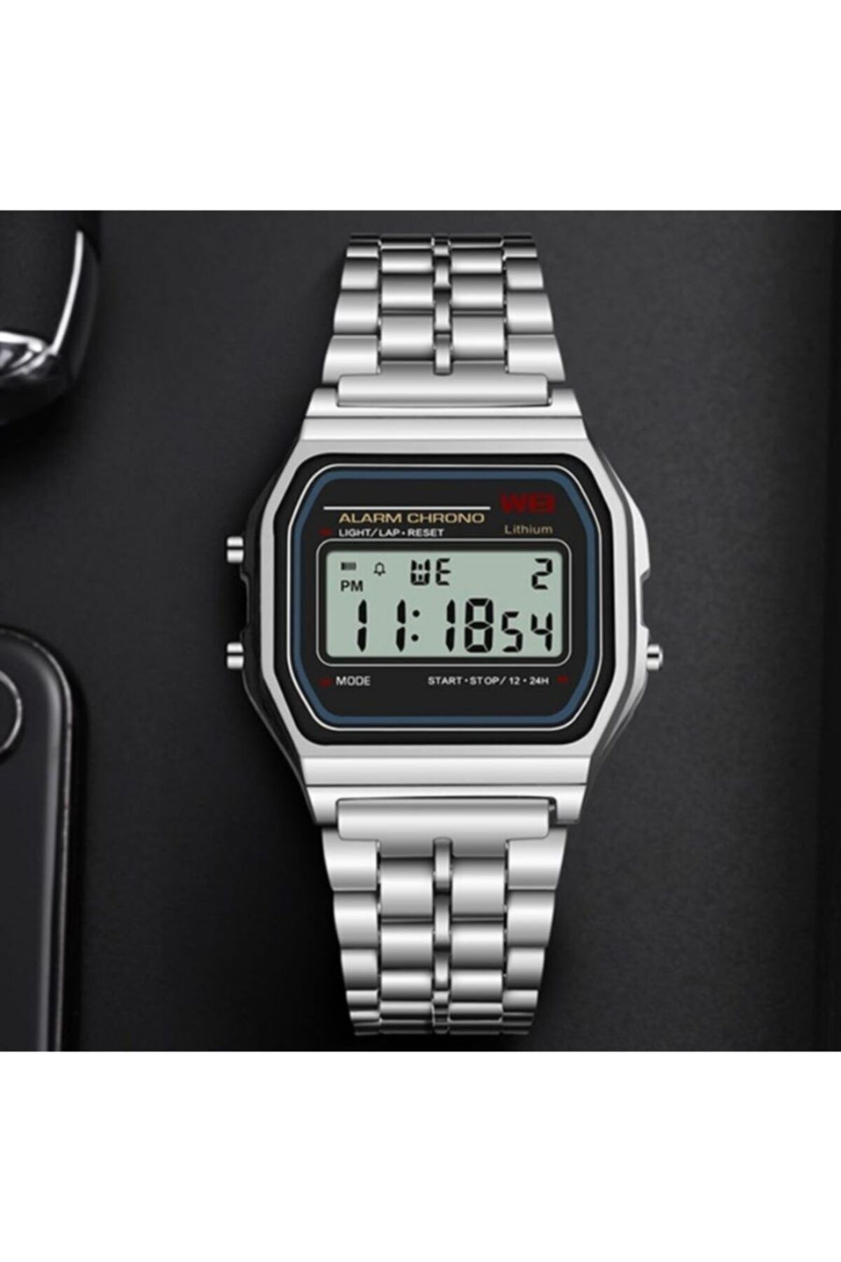 Black Point Metal Led Clock The Same Case of Casio Legendary Model Calendar Chronometer Led Lighting Trendyol