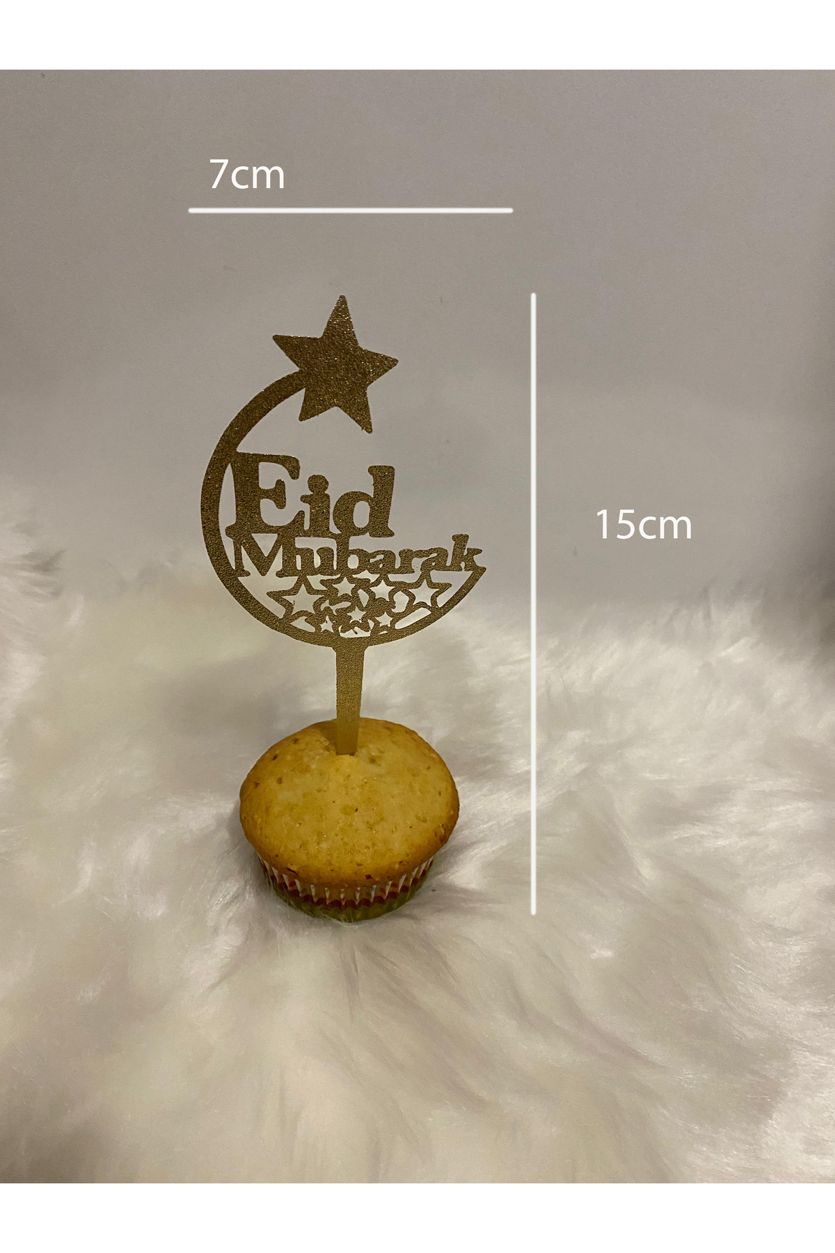 Eid Mubarak Yazılı 10 adet, Altın Sarısı Pasta Üstü Isimlik Yazı Ramazan Bayramı Dini Süsü
