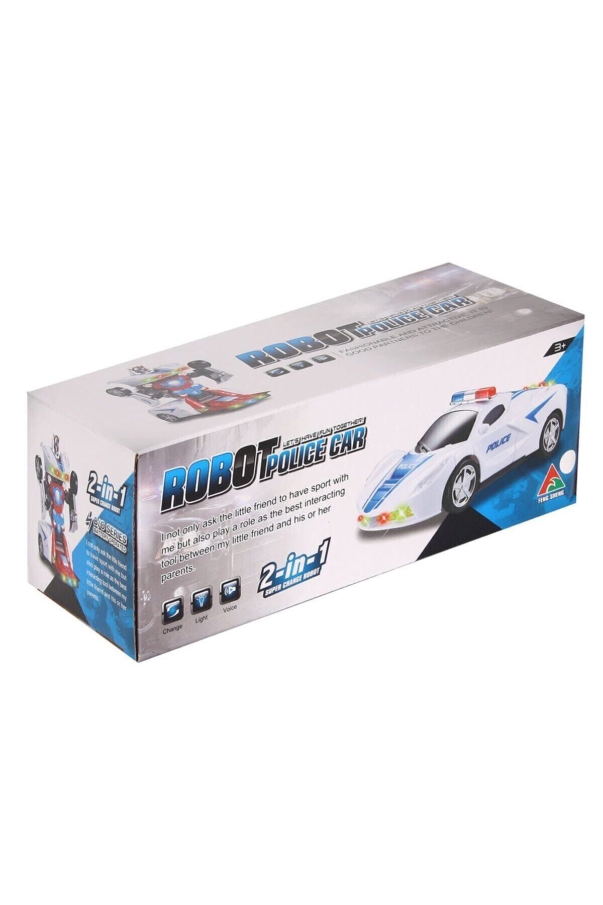 can oyuncak Robota Dönüşen Çarpıp Dönen Led Işıklı Pilli Oyuncak Polis Arabası fotoğrafı 4 (önizleme)