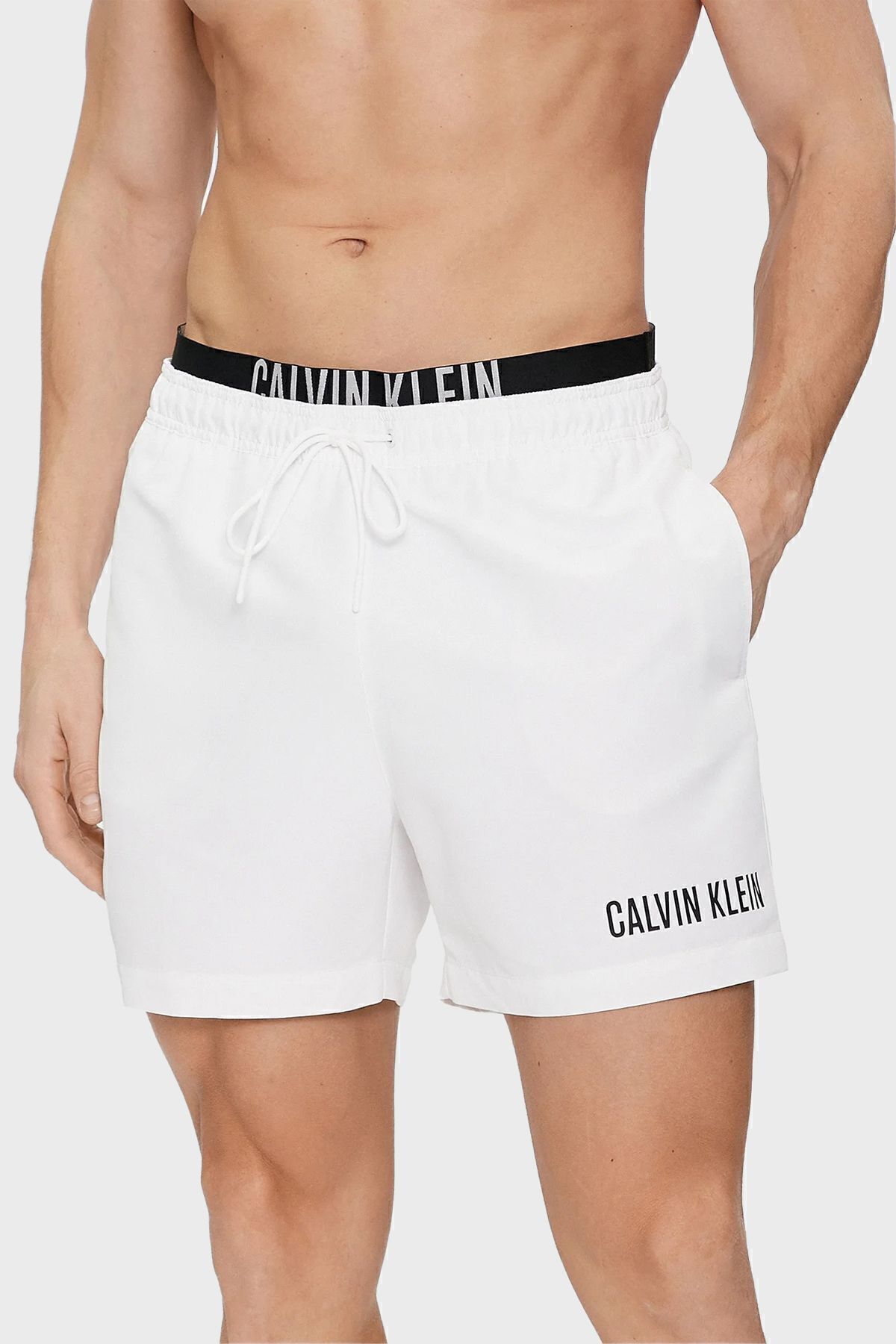 Шорты для плавания Calvin Klein с двойной талией и завязкой на талии, короткий купальник KM0KM00992YCD Мужской короткий купальник KM0KM00992 YCD