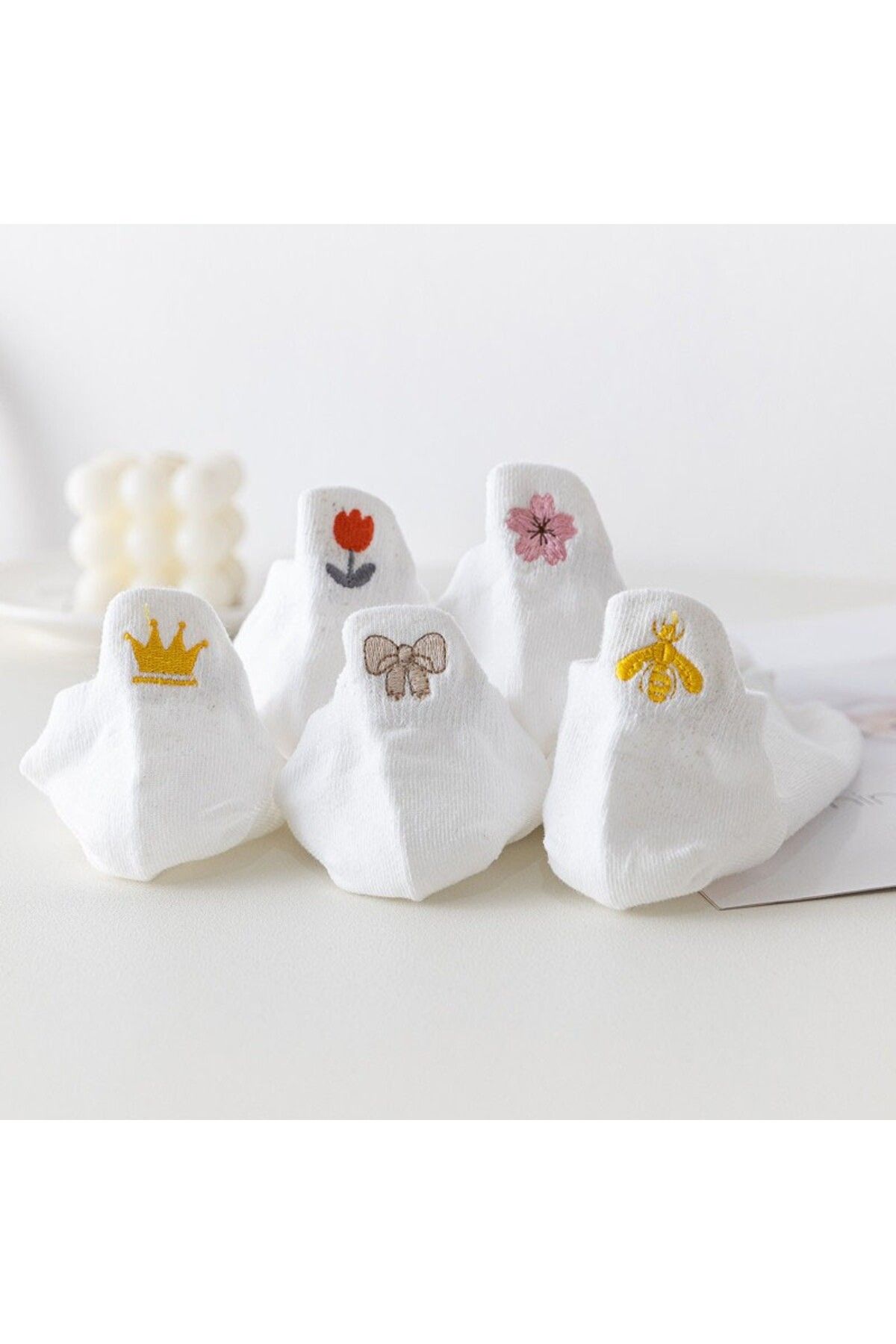 Socksmanya, 5 пар женских носков с милой вышивкой и белой пчелой, с цветочным узором çrmnya-0655263a5iyhghaar