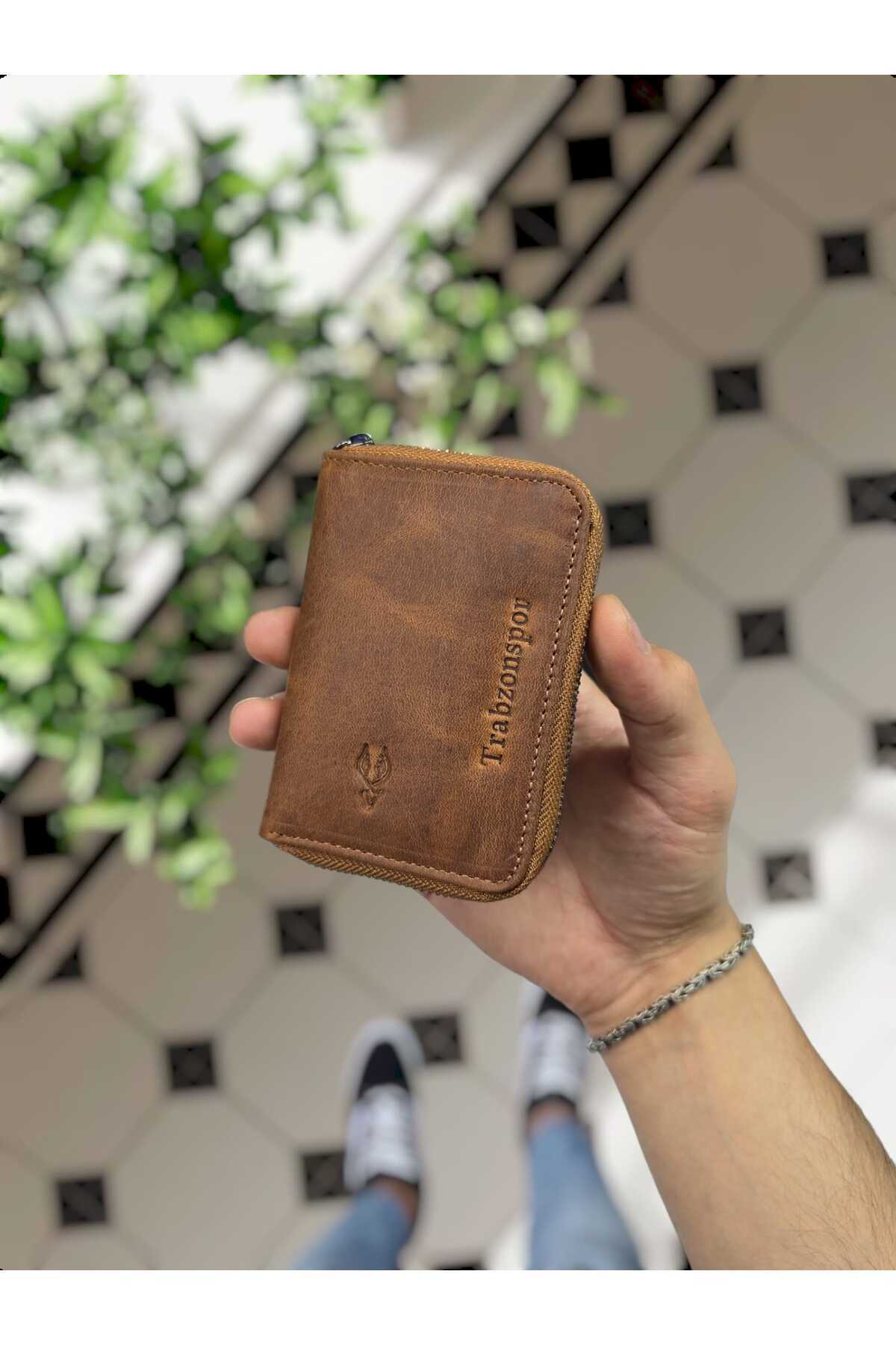 661 Genuine Leather Zipper Accordion Card Holder Model Women Men Use Leather Bag