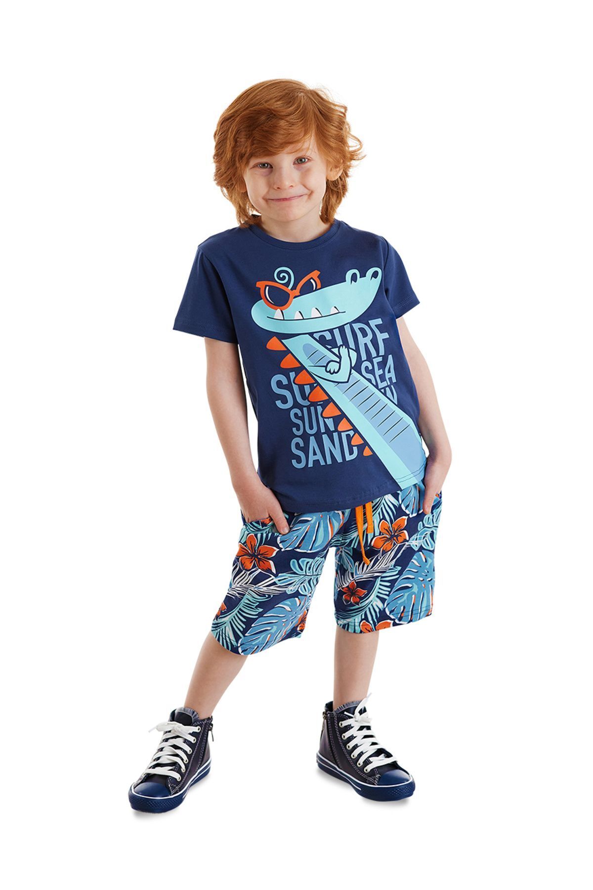 Denokids Surfer Croco - комплект футболки и шорт для мальчика CFF-21Y1-075