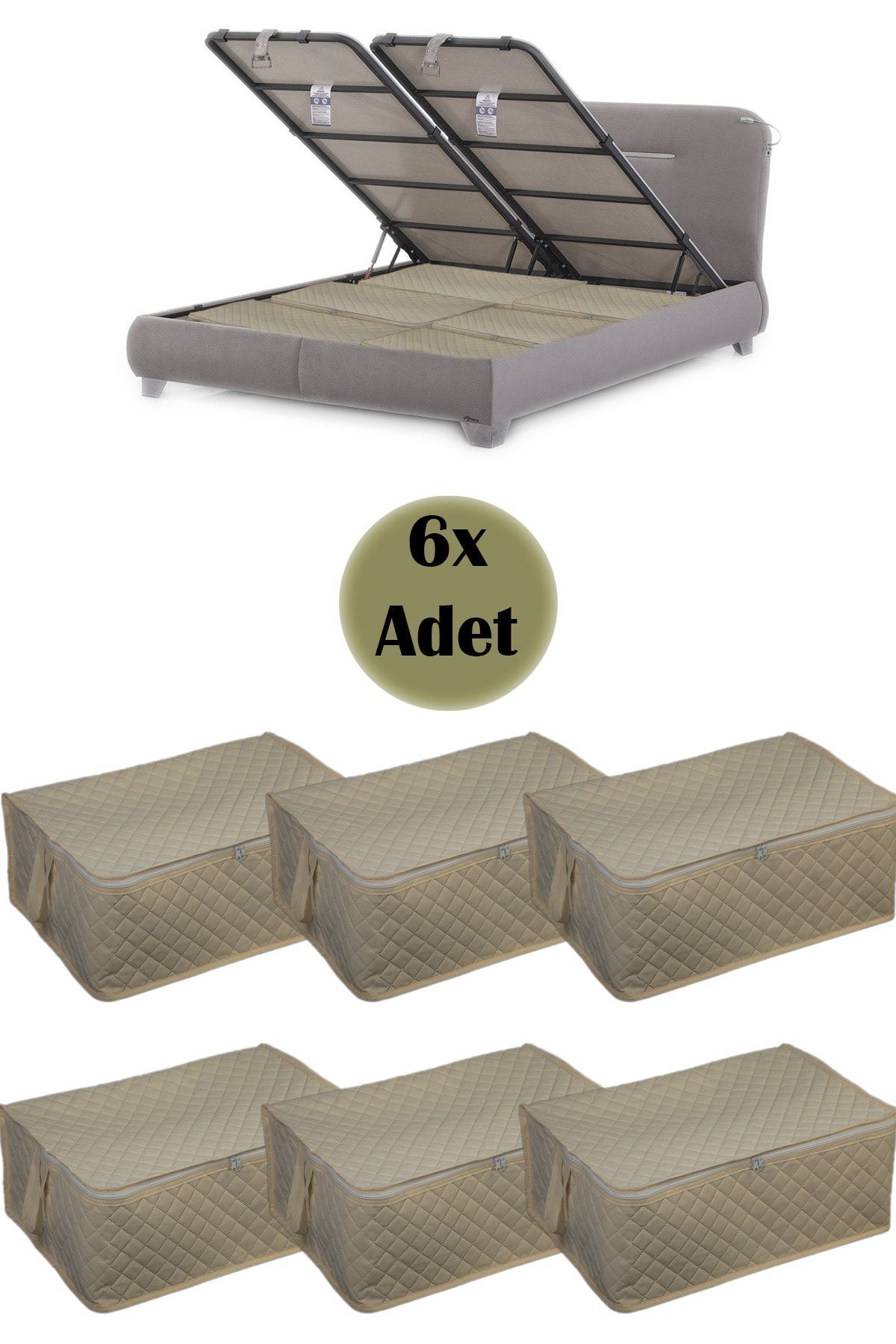 6 Pieces Quilted Base Bottom Hatch 60x40x22 (CREAM)