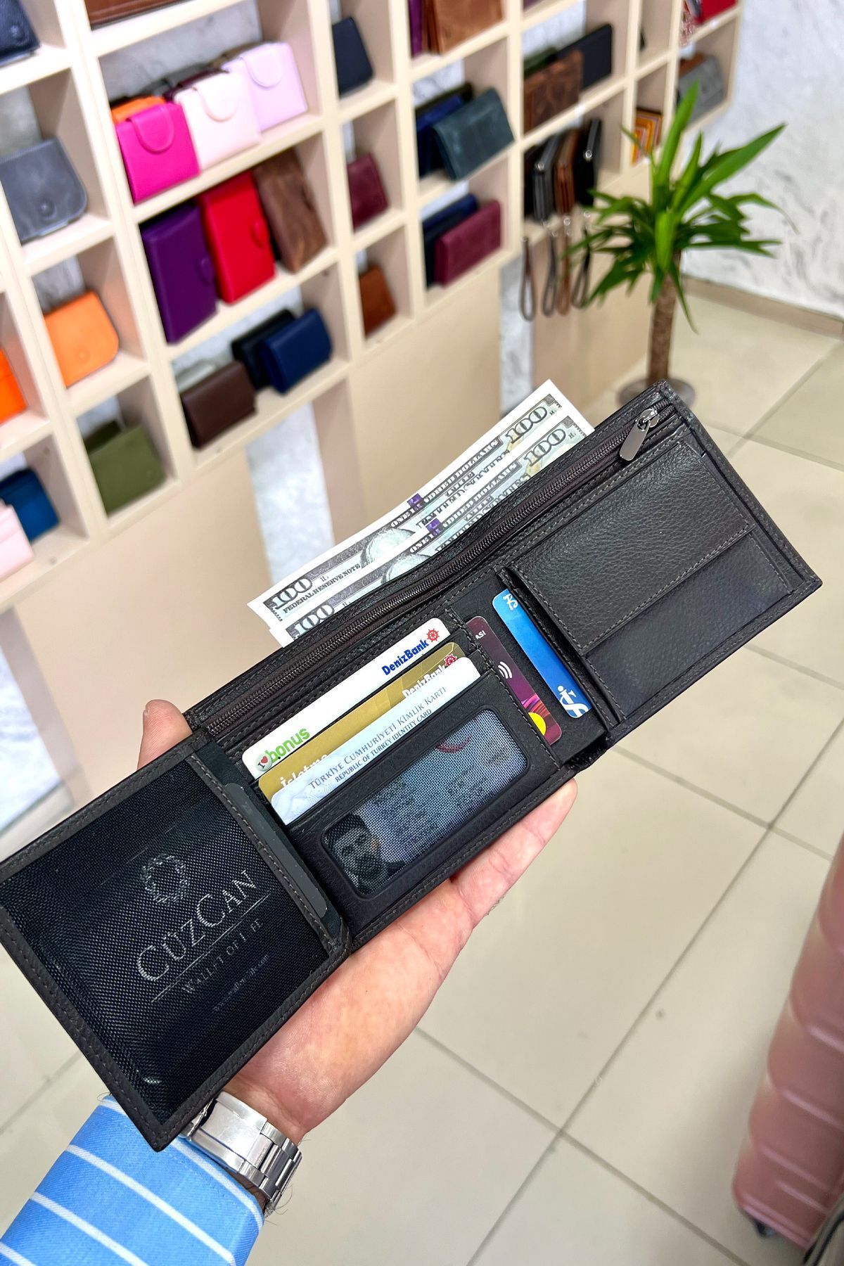 کیف پول مردانه LUPEN BROWN MALE GENUINE LEATHERED ISIM PRINT WALLET هدیه روز پدر CüzCan