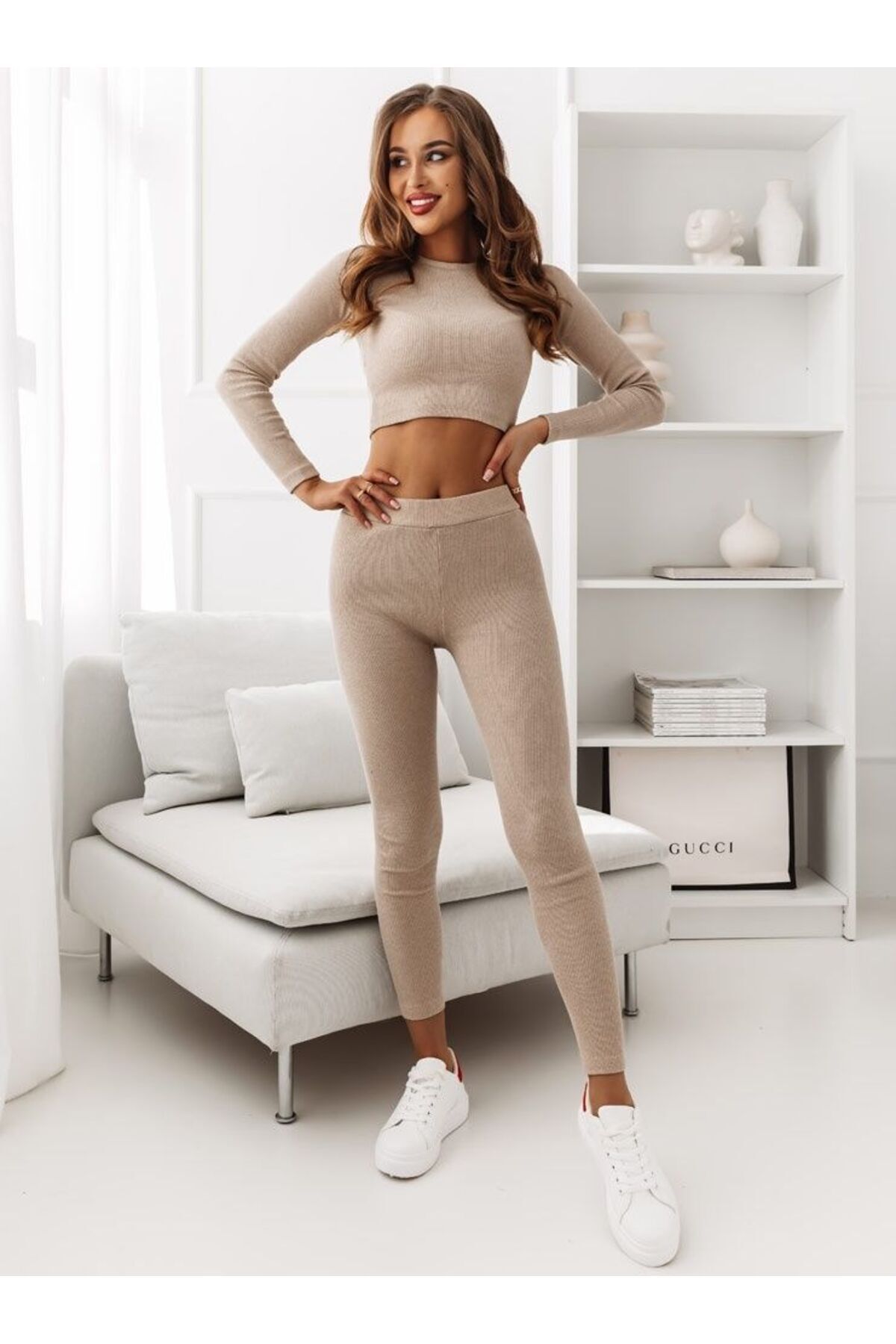 Tayt & Uzun Kollu Crop Takım