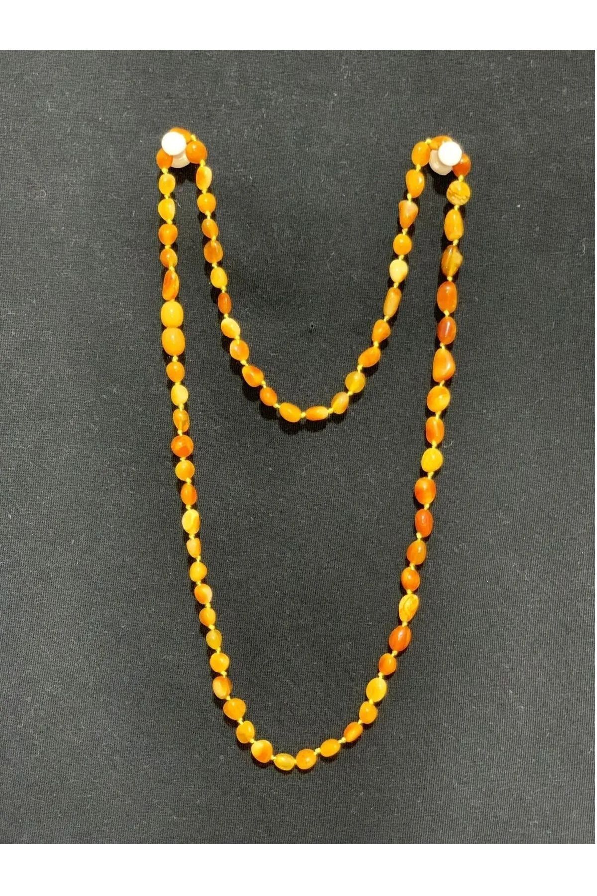 Yetişkin Şifa Kaynağı Orijinal Sertifikalı Damla Kehribar Kolye 60-65cm