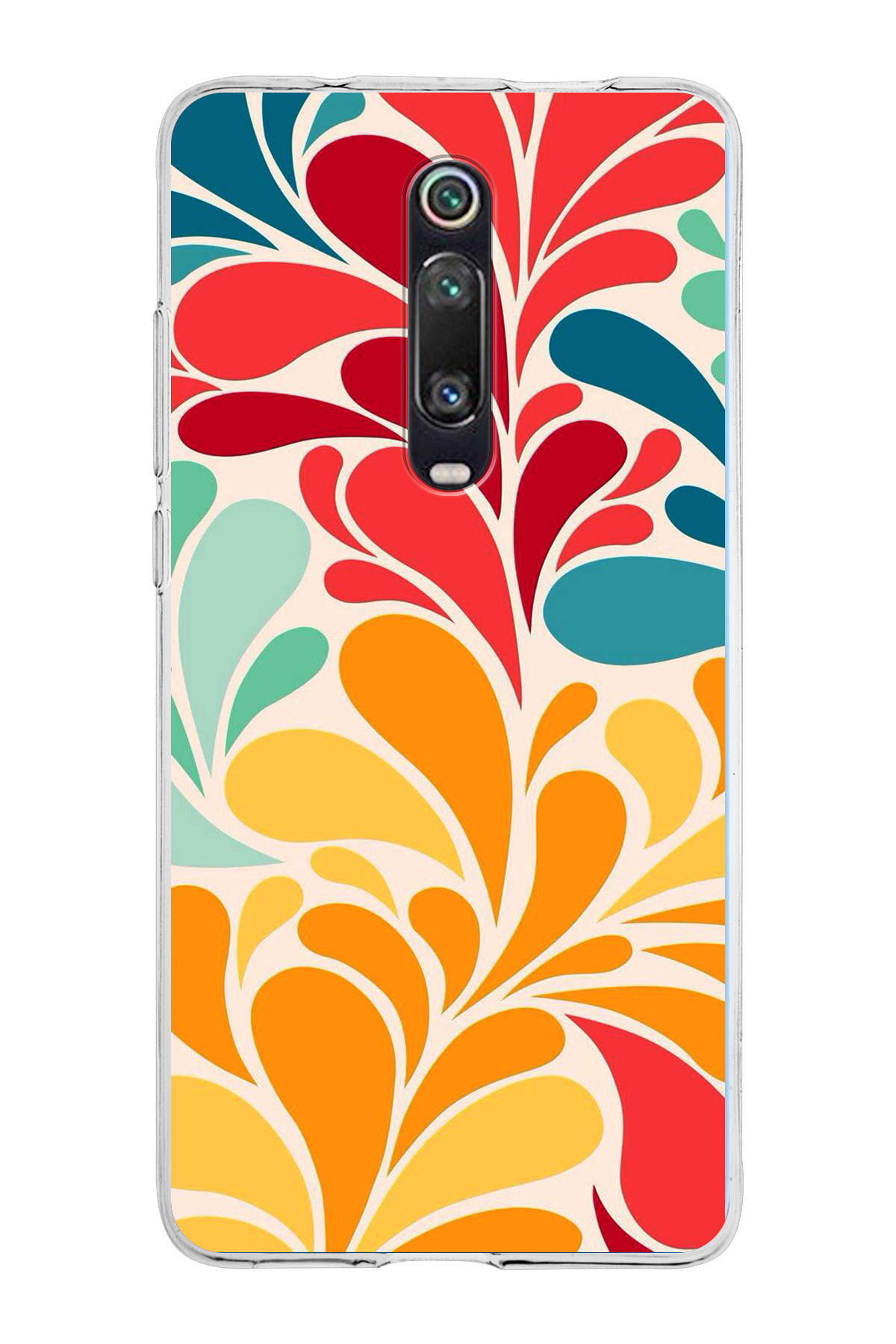 Xiaomi Mi 9T ile Uyumlu 1mm Slim Fit Retro Renkler 5 Baskılı Şeffaf Kılıf