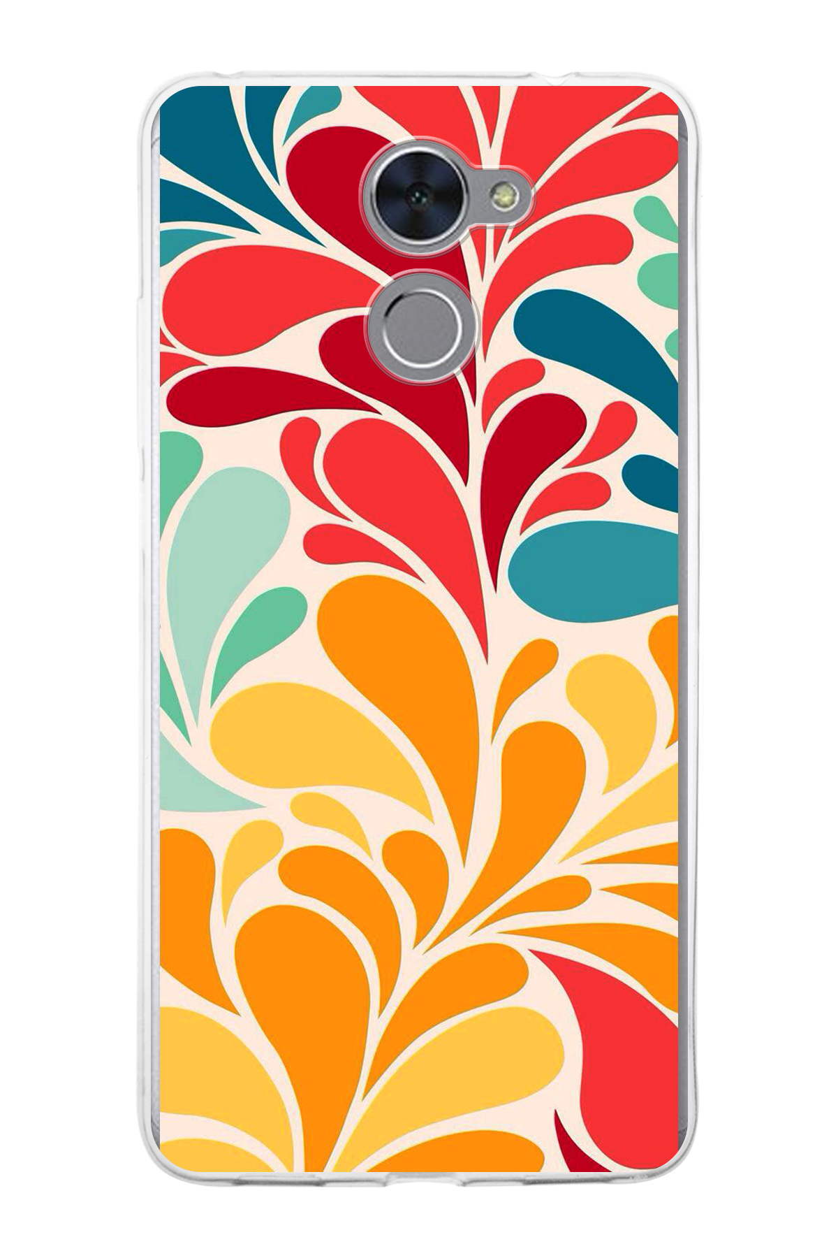 Huawei Y7 Prime ile Uyumlu 1mm Slim Fit Retro Renkler 5 Baskılı Şeffaf Kılıf