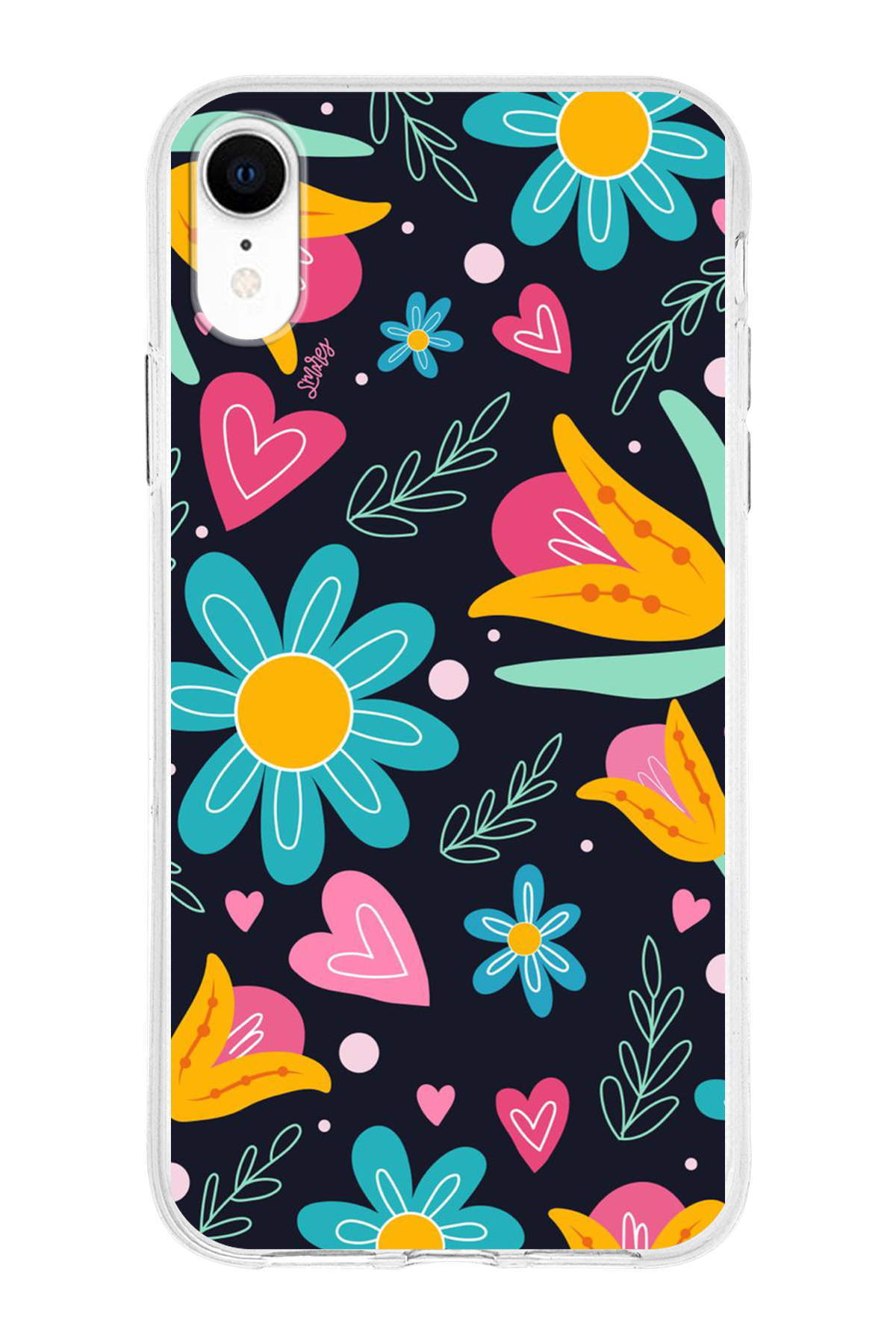 Apple iPhone XR ile Uyumlu 1mm Slim Fit Retro Renkler 1 Baskılı Şeffaf Kılıf