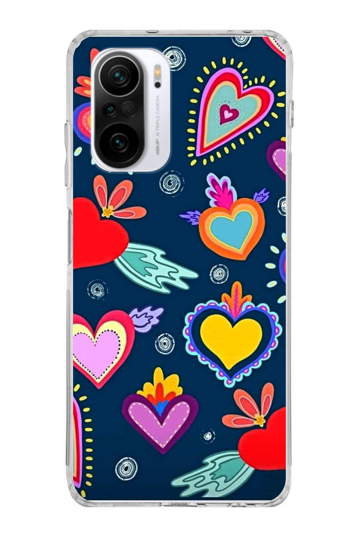 Xiaomi Redmi K40 ile Uyumlu 1mm Slim Fit Retro Renkler 3 Baskılı Şeffaf Kılıf