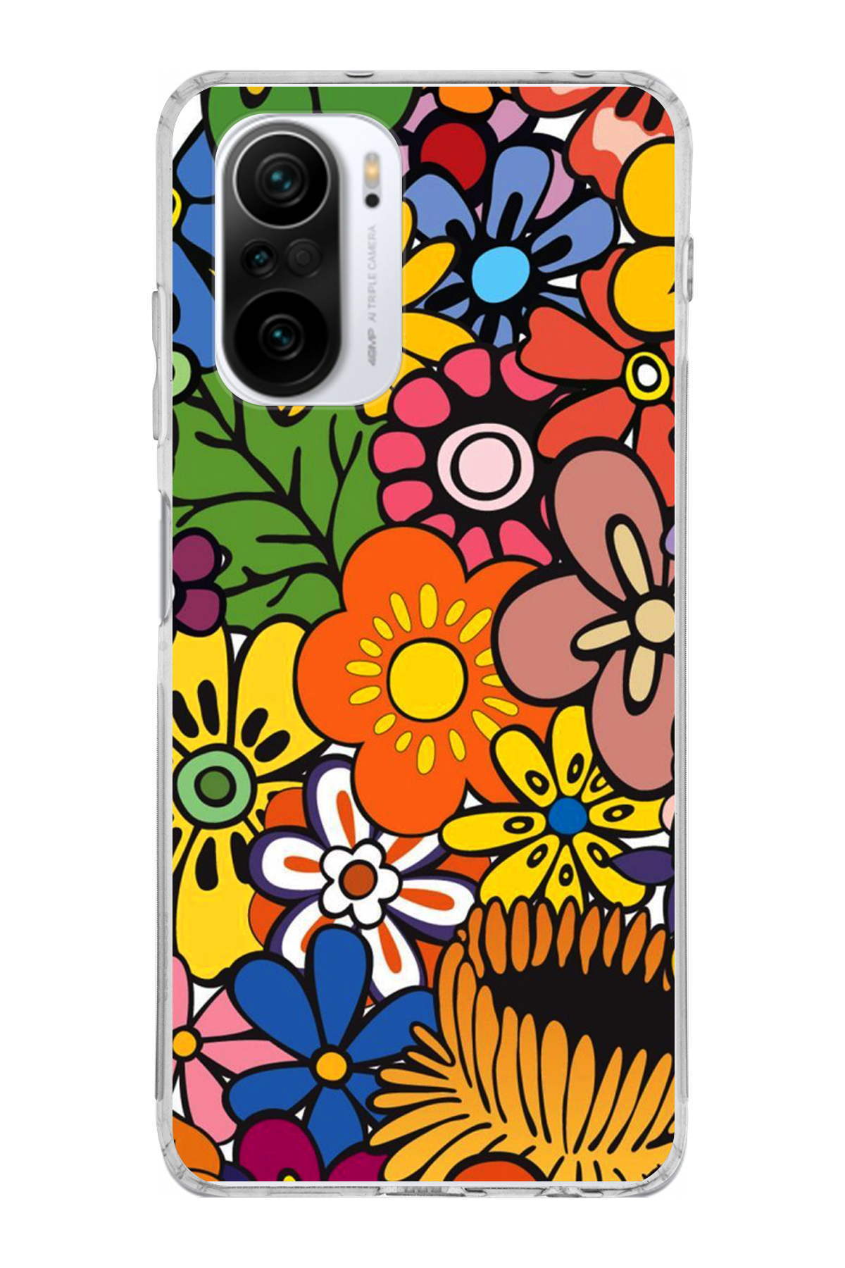 Xiaomi Redmi K40 ile Uyumlu 1mm Slim Fit Retro Renkler 2 Baskılı Şeffaf Kılıf