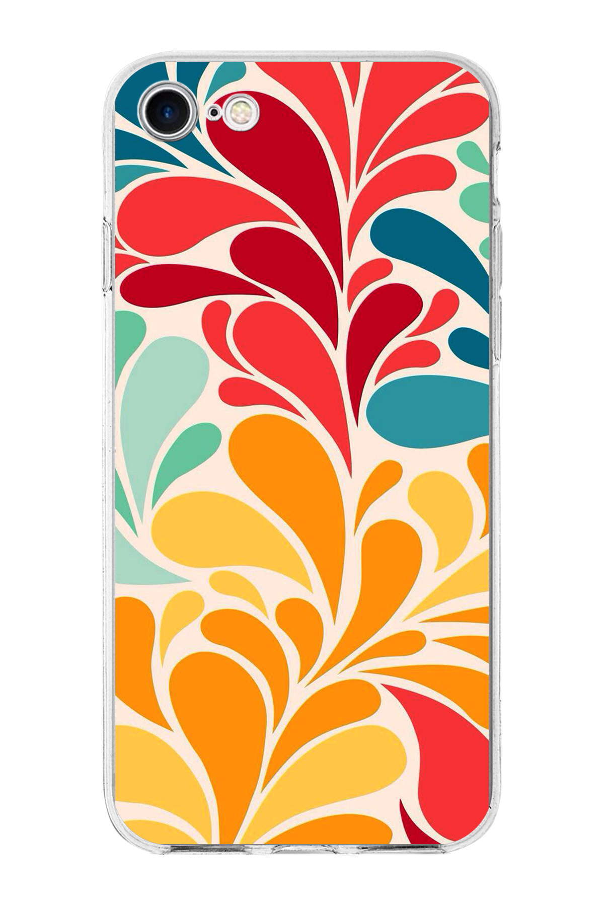 Apple iPhone SE ile Uyumlu 1mm Slim Fit Retro Renkler 5 Baskılı Şeffaf Kılıf