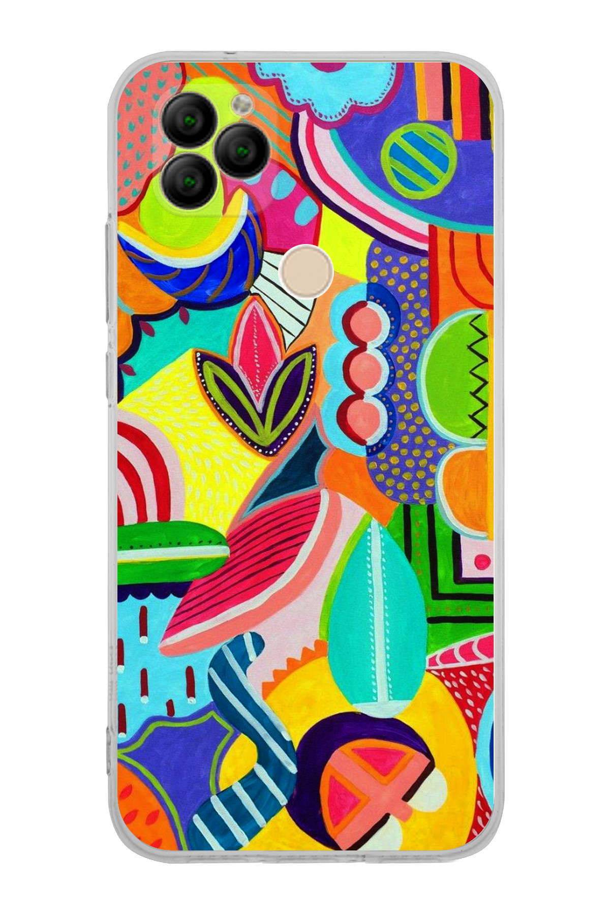 General Mobile GM 22 ile Uyumlu 1mm Slim Fit Retro Renkler 6 Baskılı Şeffaf Kılıf