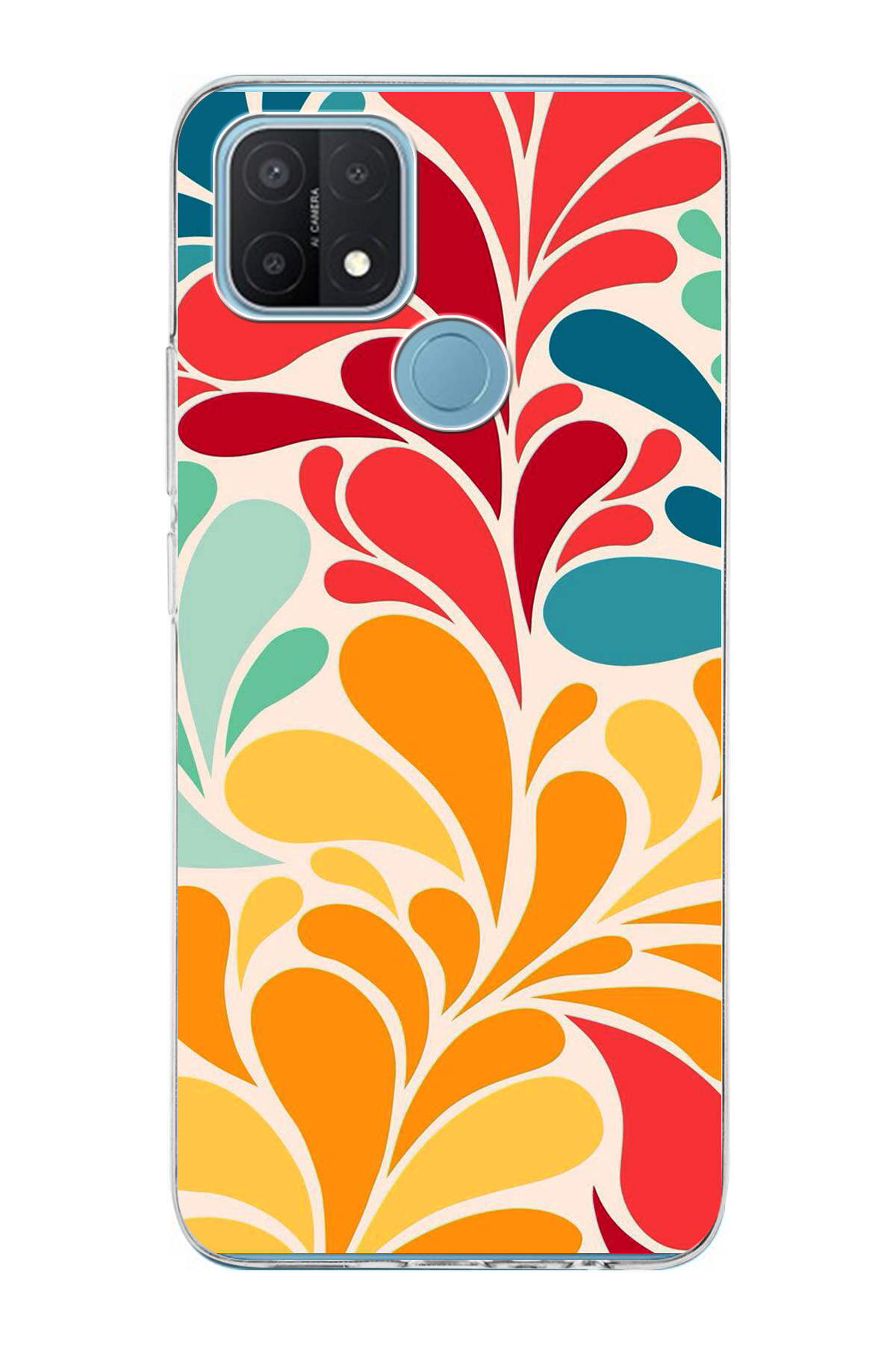 Oppo A15 ile Uyumlu 1mm Slim Fit Retro Renkler 5 Baskılı Şeffaf Kılıf