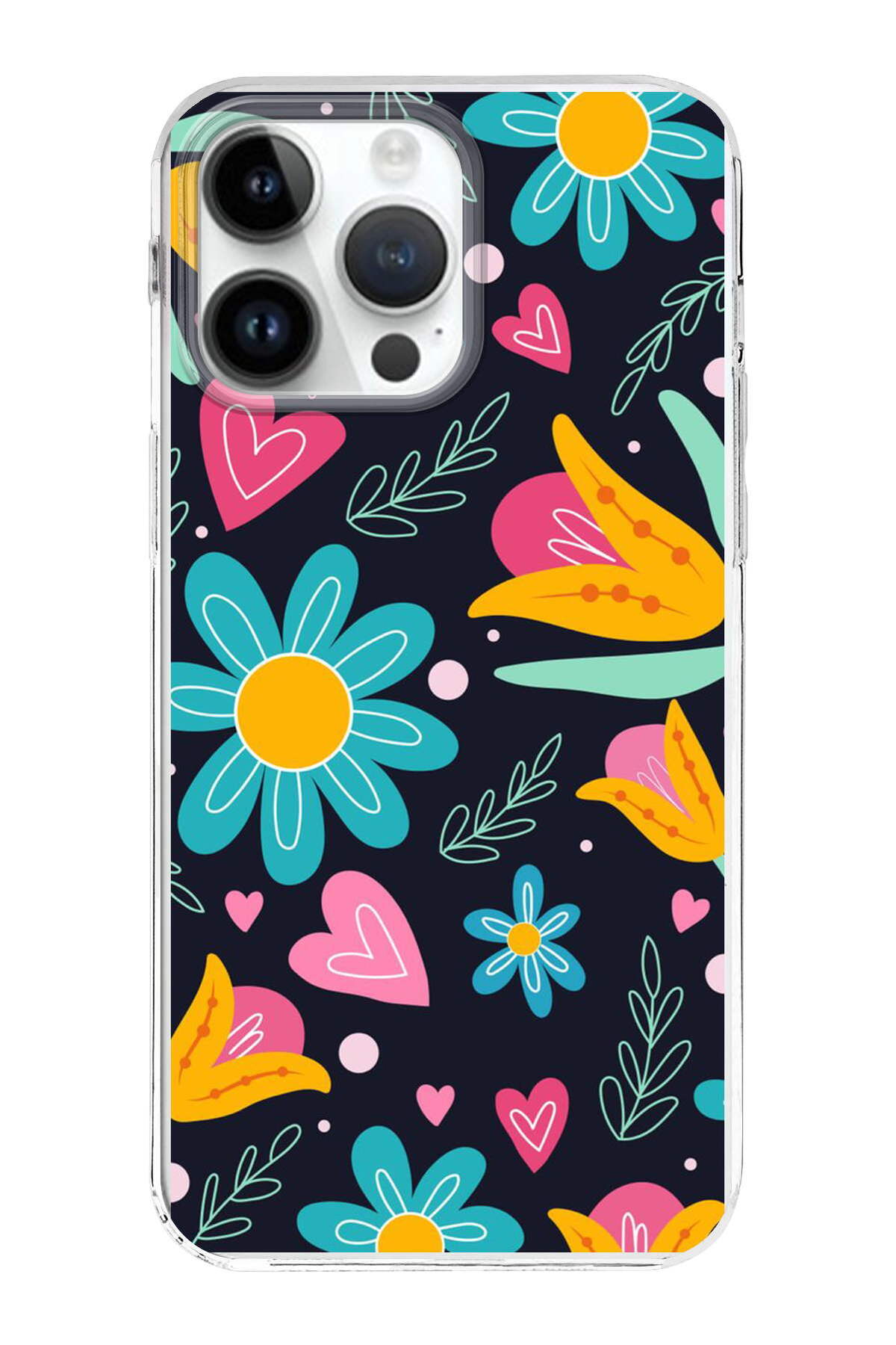 Apple iPhone 14 Pro Max ile Uyumlu 1mm Slim Fit Retro Renkler 1 Baskılı Şeffaf Kılıf