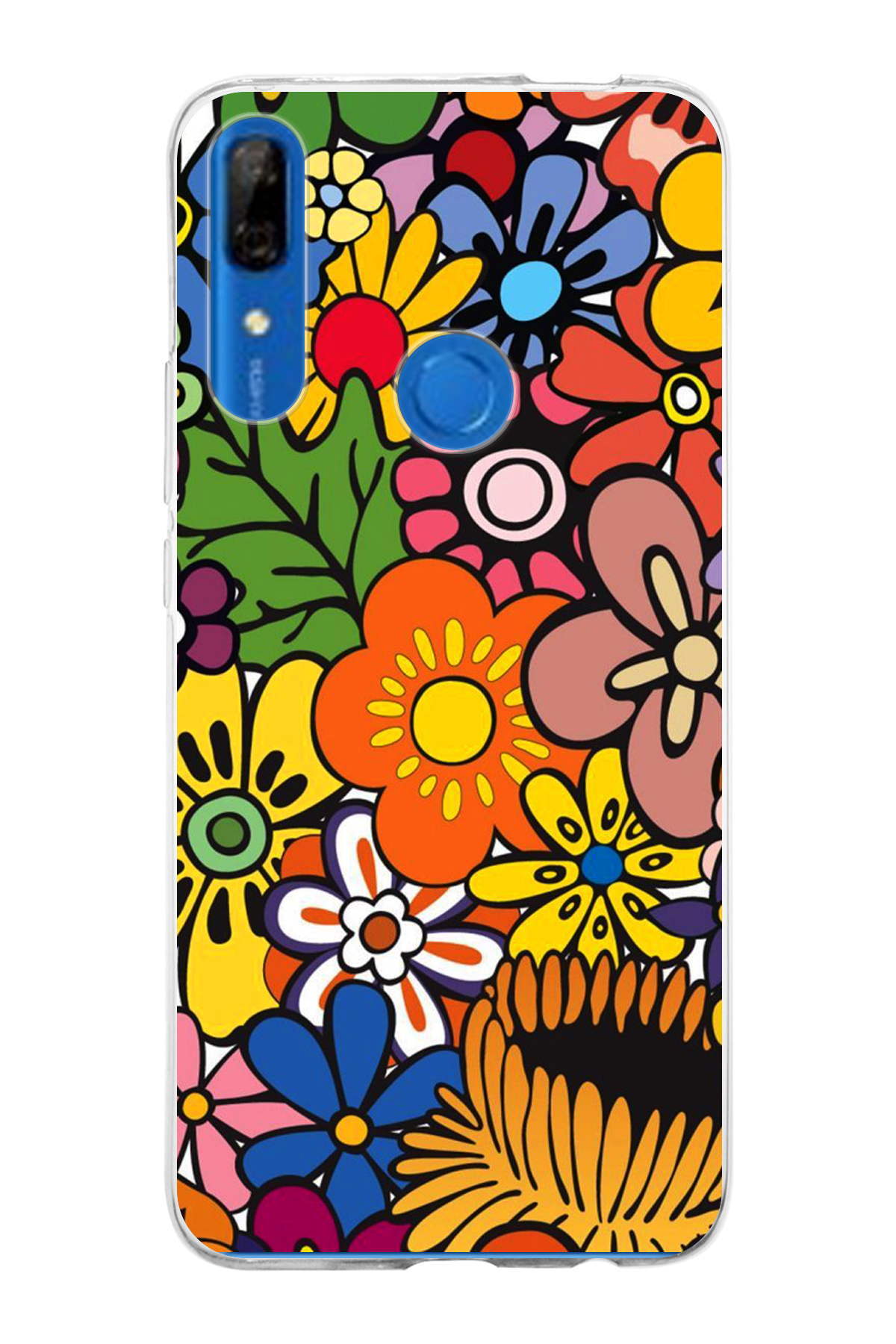 Huawei P Smart Z ile Uyumlu 1mm Slim Fit Retro Renkler 2 Baskılı Şeffaf Kılıf