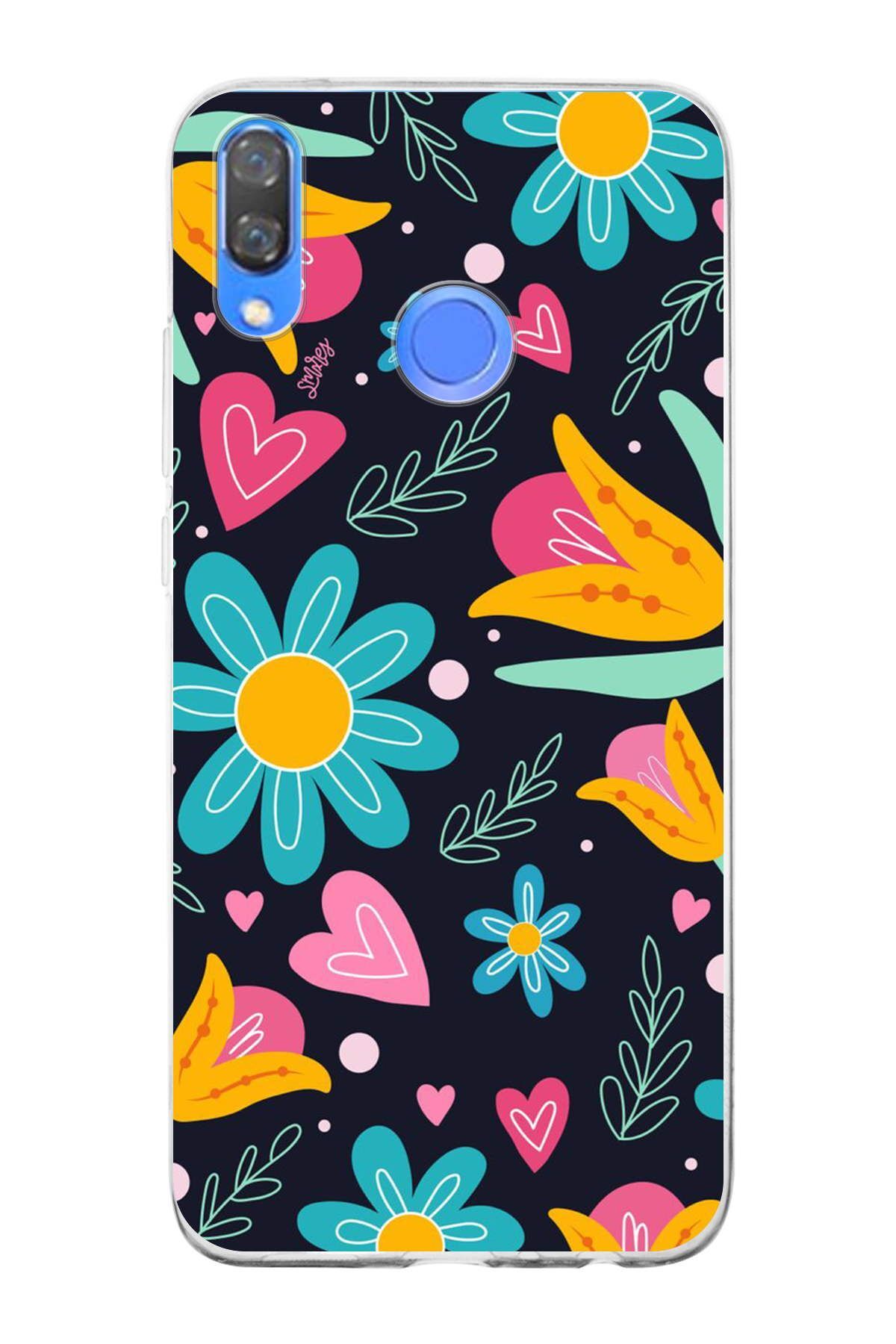 Huawei Y9 2019 ile Uyumlu 1mm Slim Fit Retro Renkler 1 Baskılı Şeffaf Kılıf
