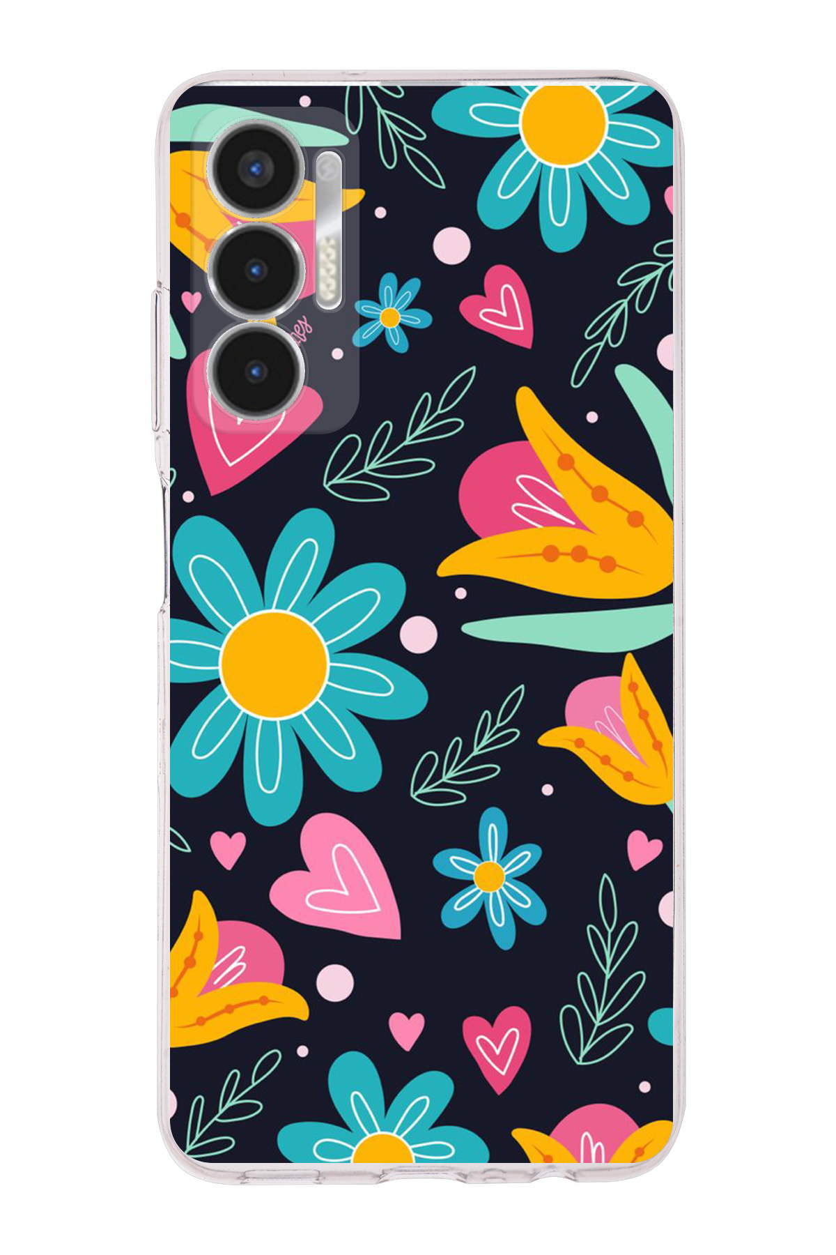 Tecno Pova 3 ile Uyumlu 1mm Slim Fit Retro Renkler 1 Baskılı Şeffaf Kılıf