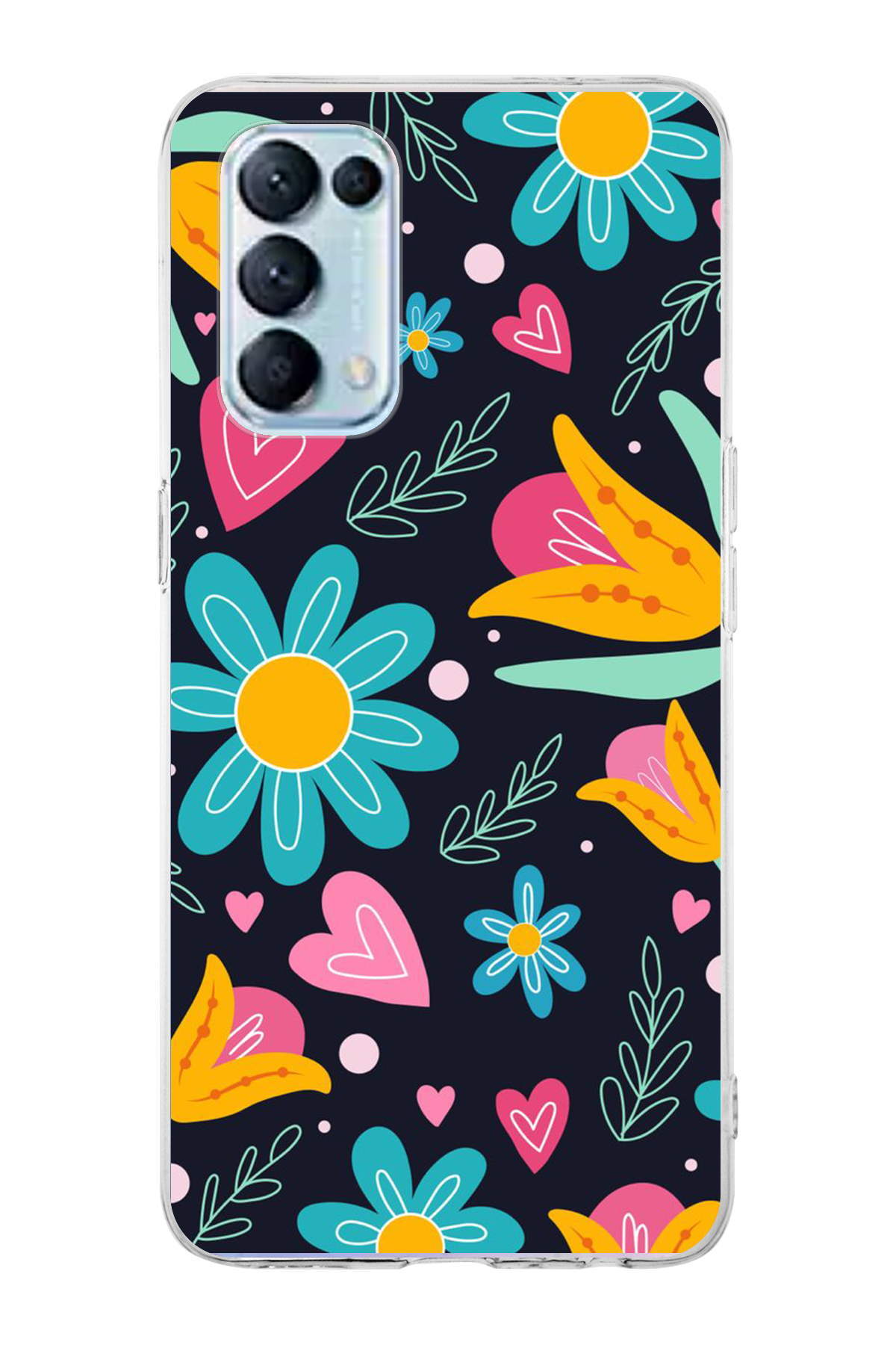 Oppo Reno 5 ile Uyumlu 1mm Slim Fit Retro Renkler 1 Baskılı Şeffaf Kılıf