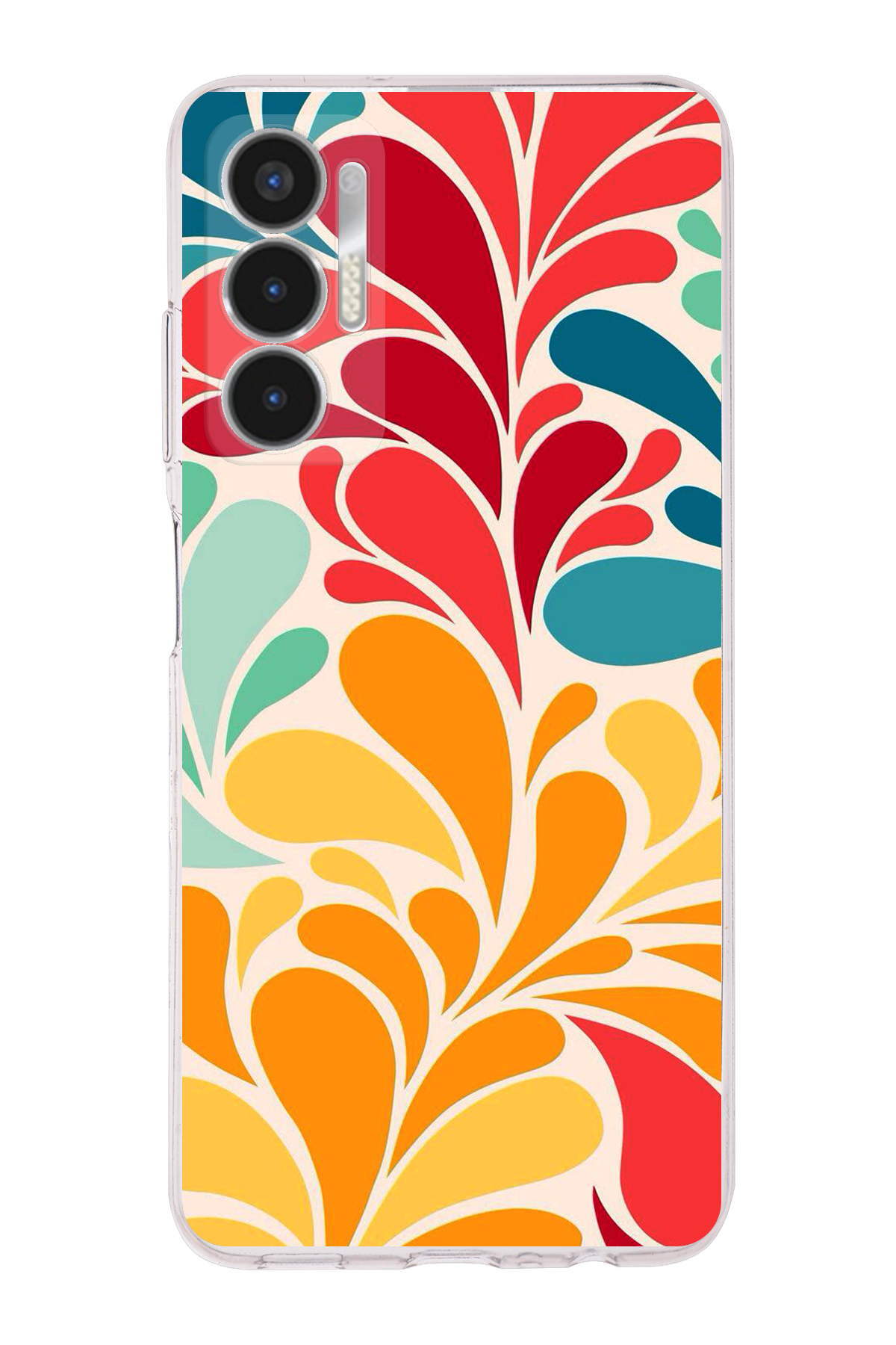 Tecno Pova 3 ile Uyumlu 1mm Slim Fit Retro Renkler 5 Baskılı Şeffaf Kılıf